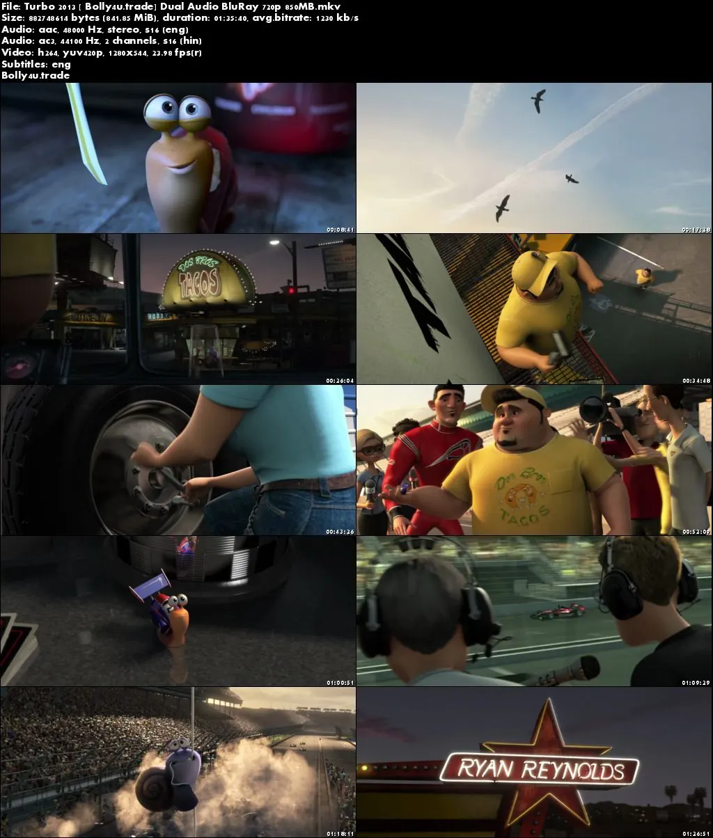 Turbo 2013 BluRay 300Mb Full Hindi Dual Audio Movie Download 480p