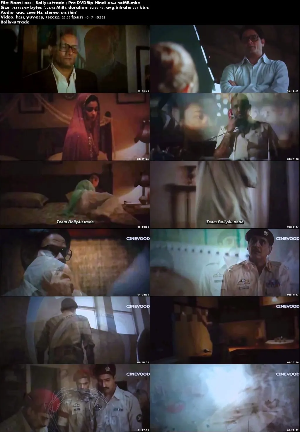 Raazi 2018 New Pre DVDRip 700MB Hindi x264 Download