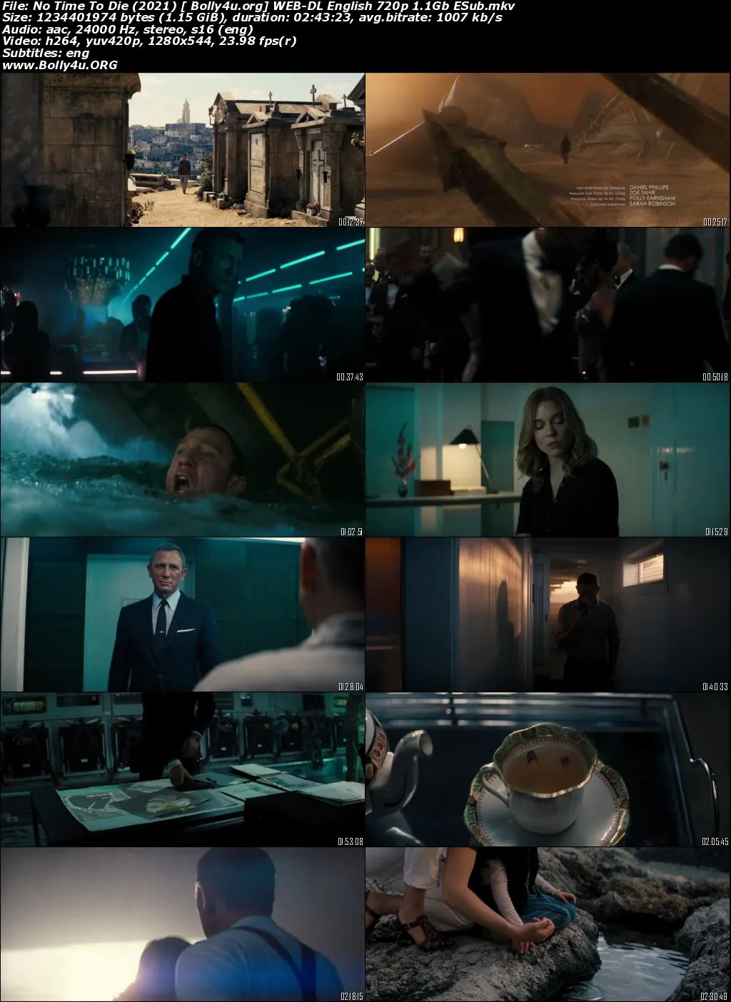 No Time To Die 2021 WEB-DL 1.1GB English 720p ESub Download