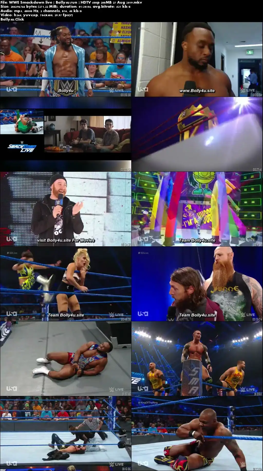 WWE Smackdown Live HDTV 480p 280MB 27 Aug 2019 Download