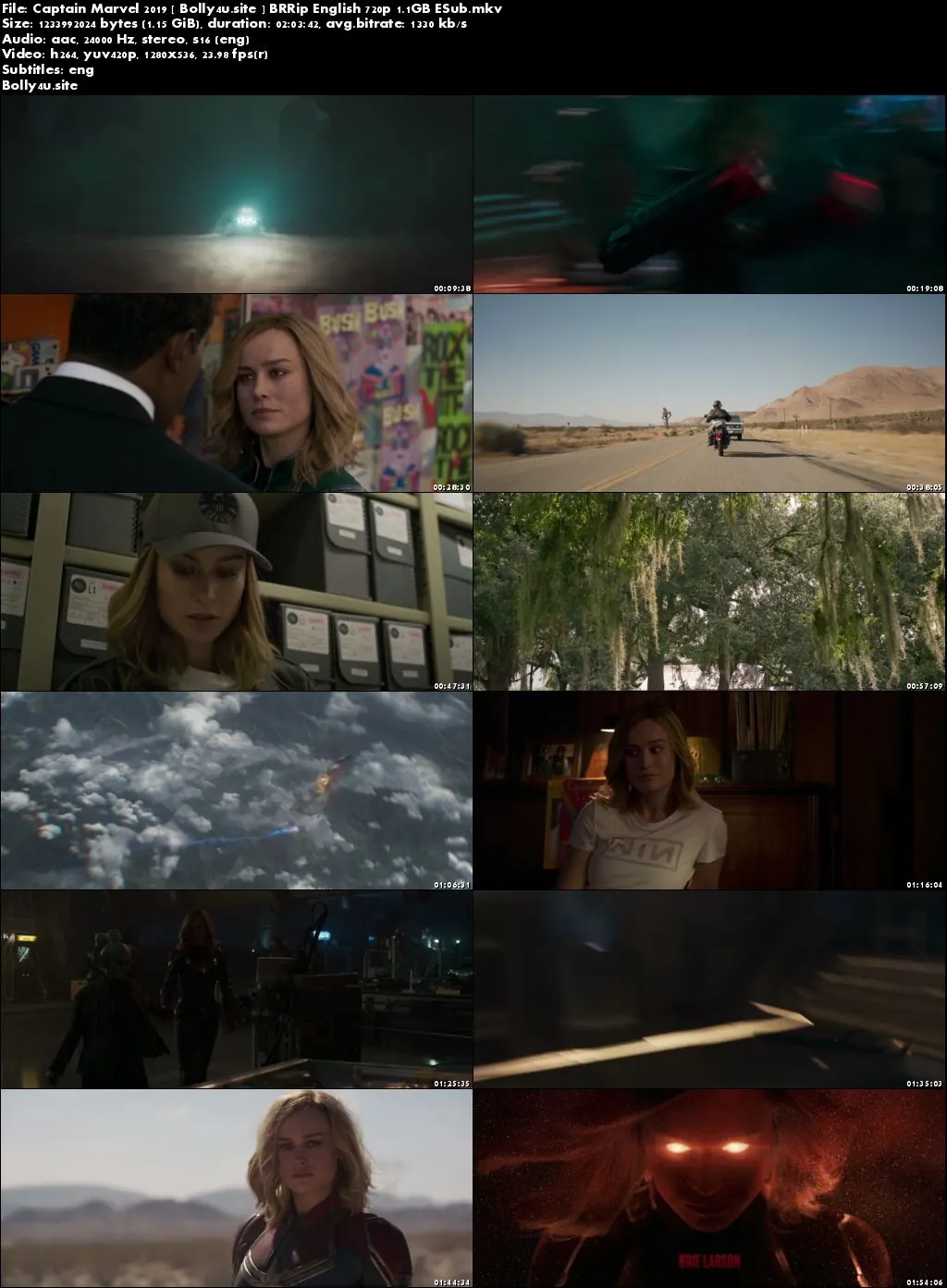 Captain Marvel 2019 BRRip 1.1GB English 720p ESub Download