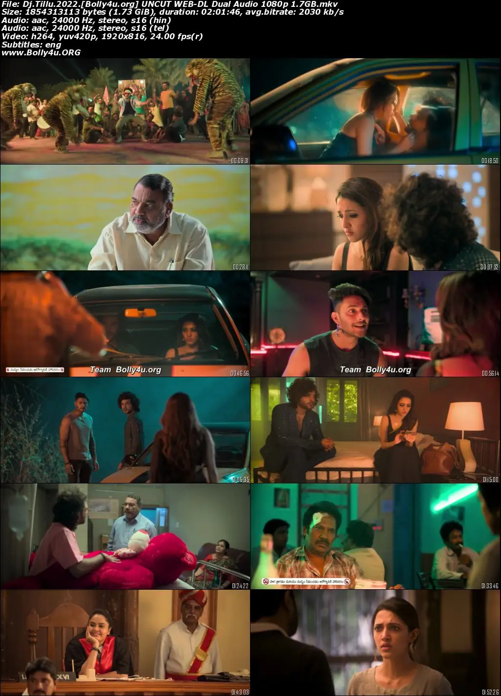 Dj Tillu 2022 WEB-DL UNCUT Hindi Dual Audio ORG Full Movie Download 1080p  720p  480p