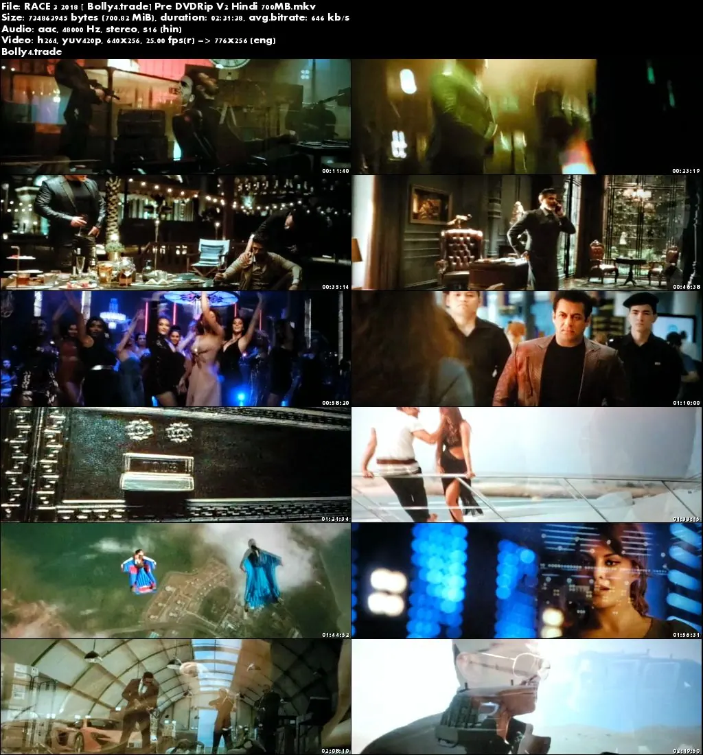 Race 3 2018 pDVDRip V2 700Mb Full Hindi Movie Download x264