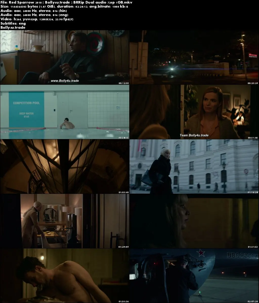 Red Sparrow 2018 BRRip 1GB Hindi Dual Audio ORG 720p ESub Download