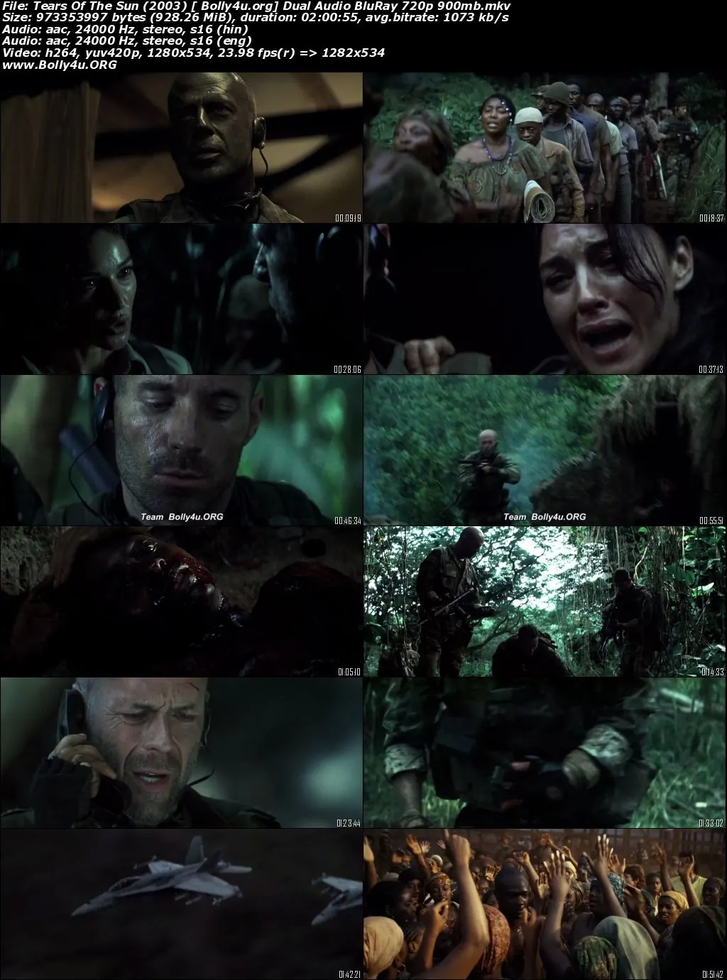 Tears Of The Sun 2003 BRRip 850MB Hindi Dual Audio 720p Download