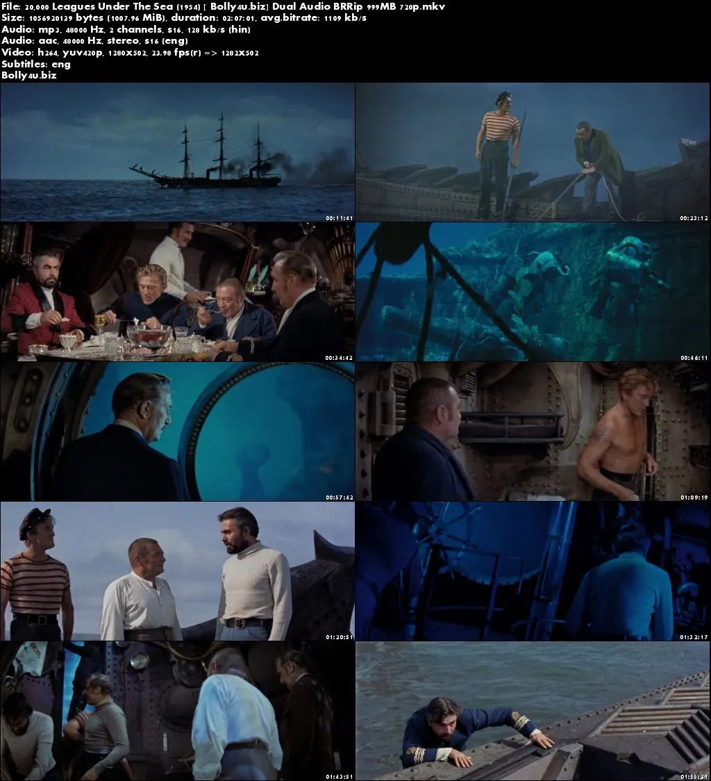 20000 Leagues Under The Sea 1954 BRRip 400MB Hindi Dual Audio 480p Download