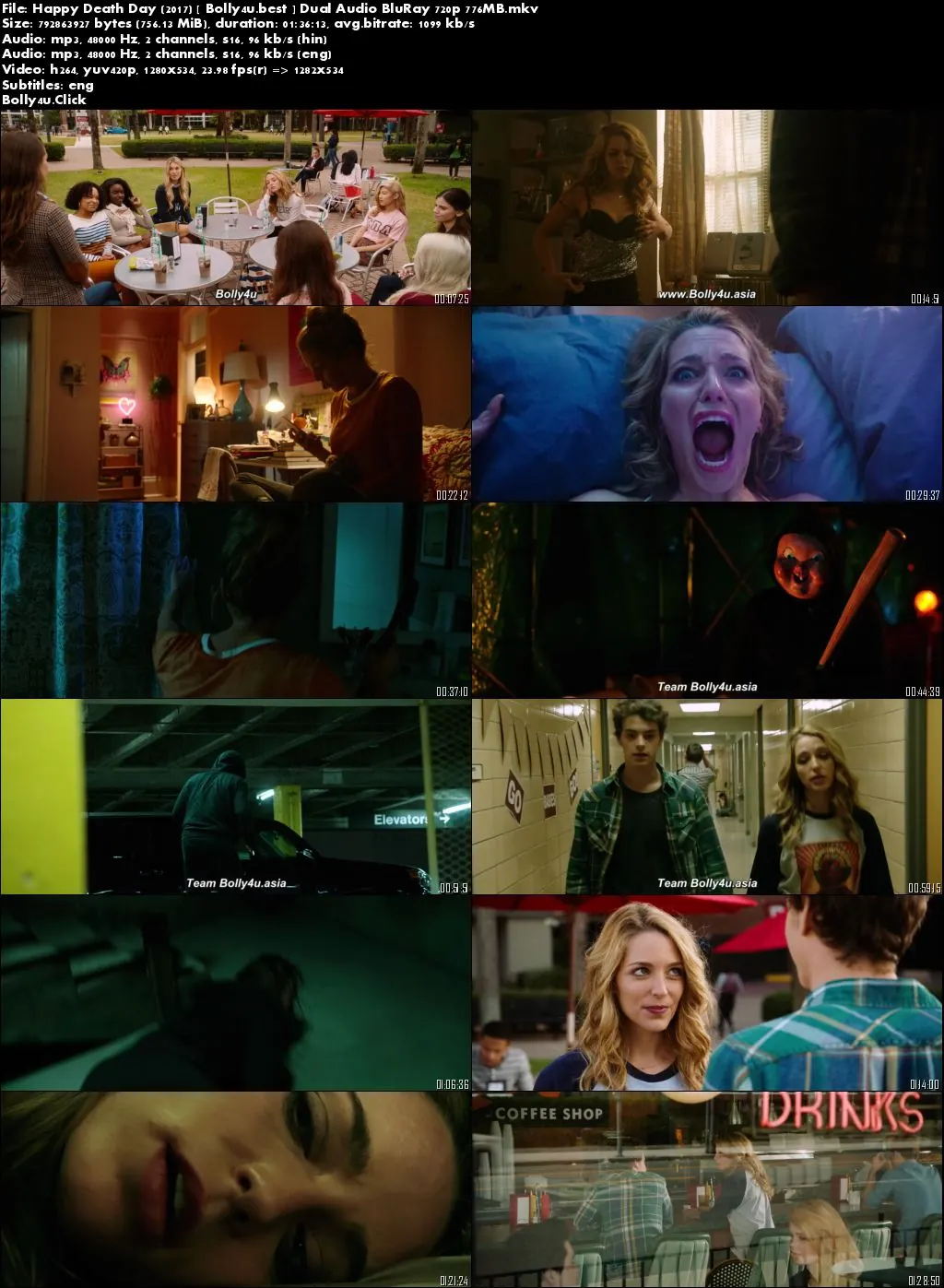 Happy Death Day 2017 BluRay 300Mb Hindi Dual Audio ORG 480p Download