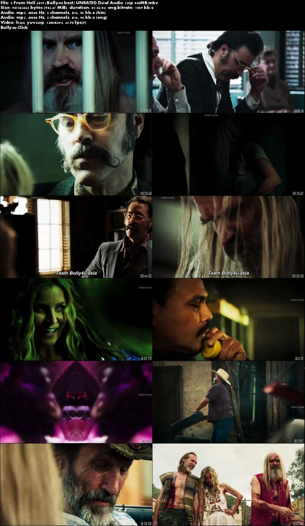 3 From Hell 2019 WEB-DL 300MB UNRATED Hindi Dual Audio 480p Download