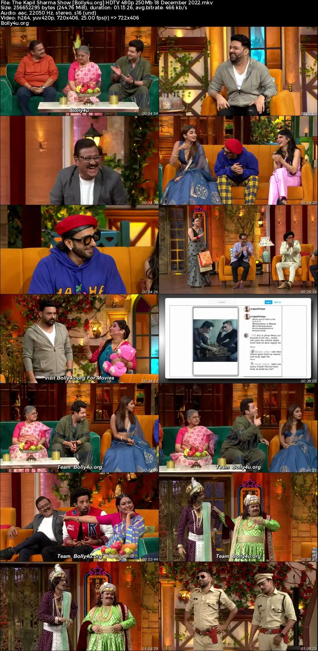 The Kapil Sharma Show HDTV 480p 250Mb 18 December 2022 Download
