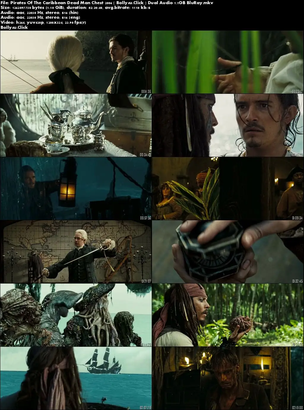 Pirates Of The Caribbean Dead Man Chest 2006 BluRay 1.1GB Hindi Dual Audio 720p Download