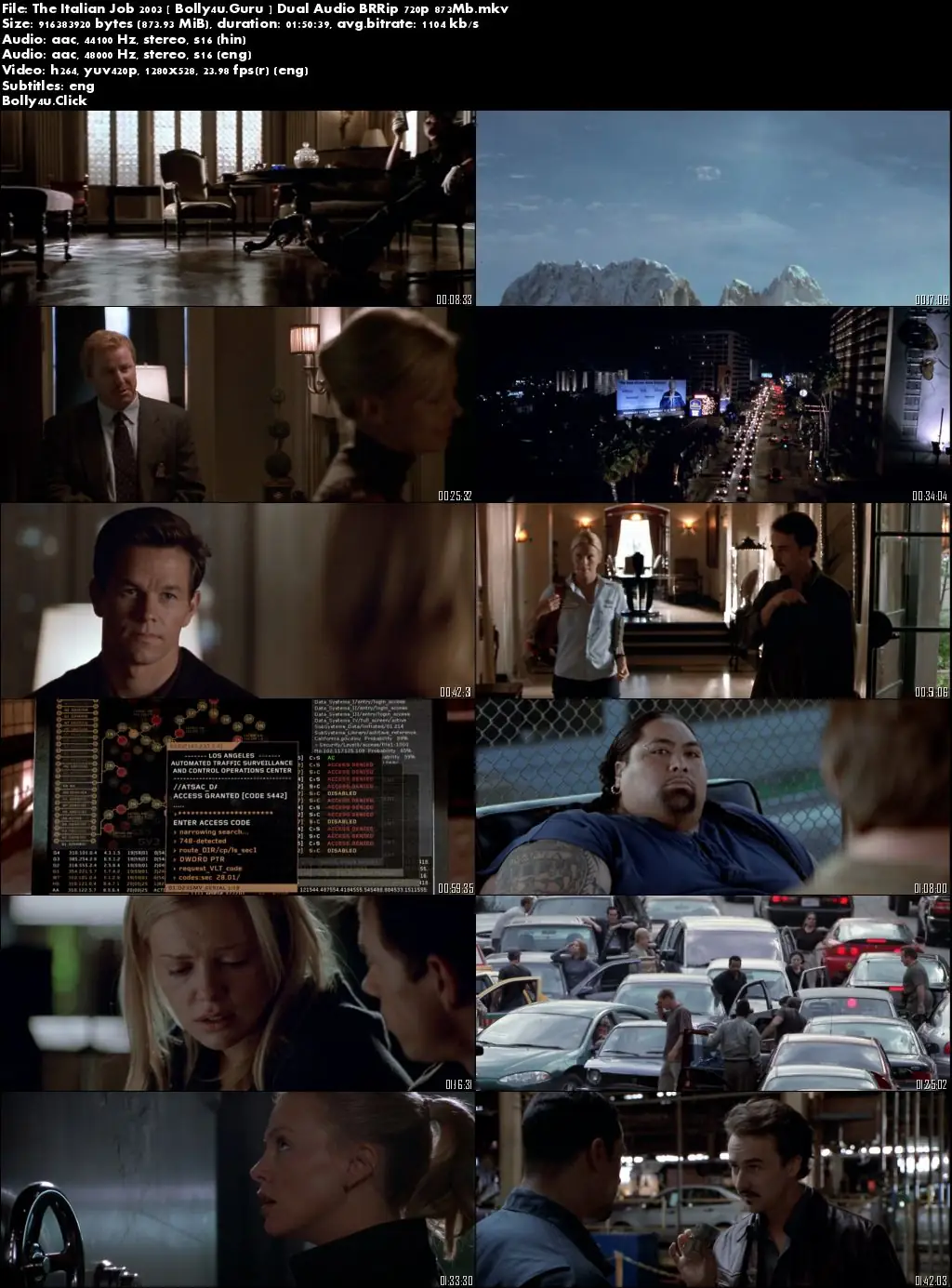 The Italian Job 2003 BRRip 850MB Hindi Dual Audio 720p Download