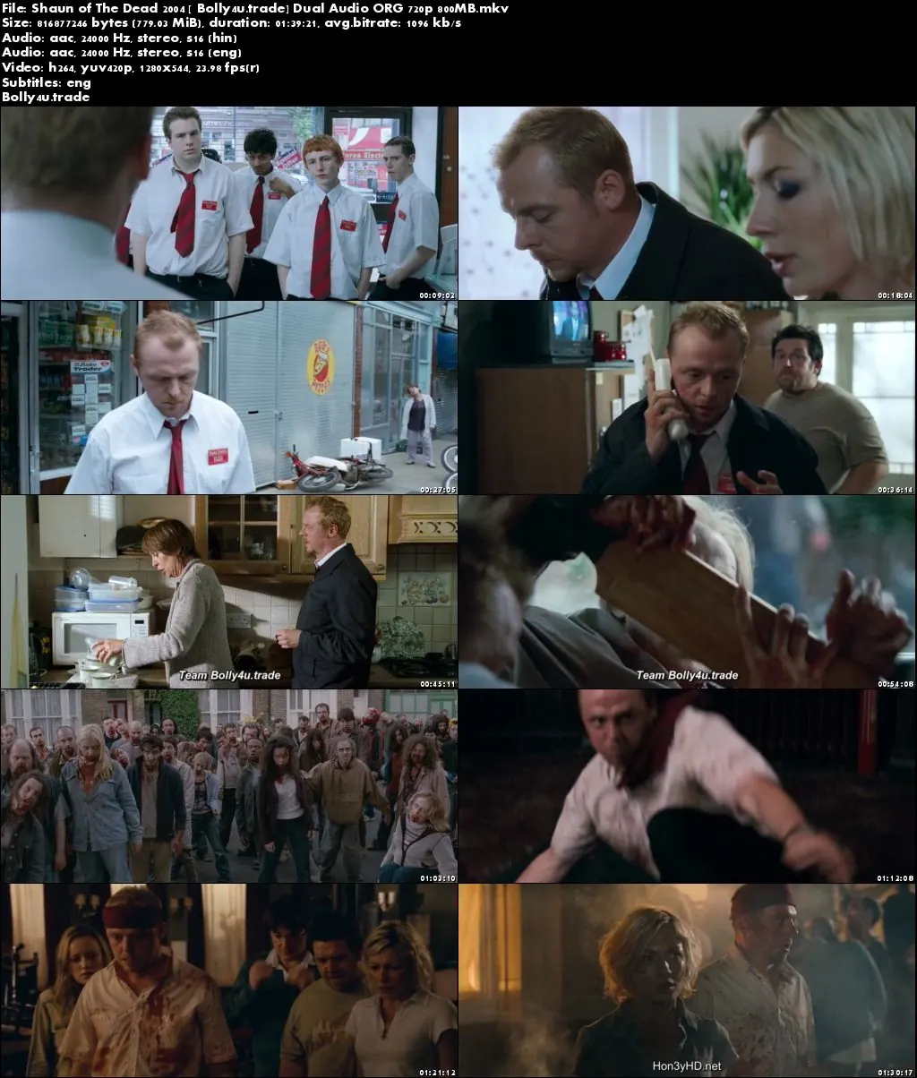 Shaun of The Dead 2004 BluRay 800MB Hindi Dual Audio ORG 720p Download