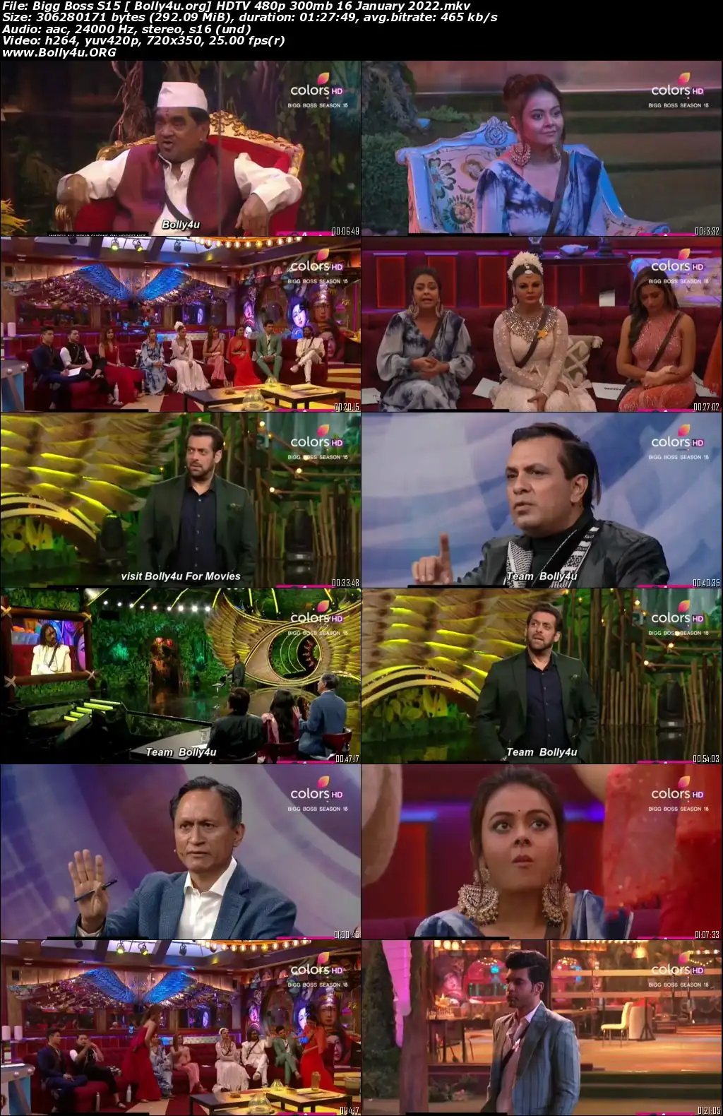 Bigg Boss S15 HDTV 480p 300MB 16 January 2022 Download