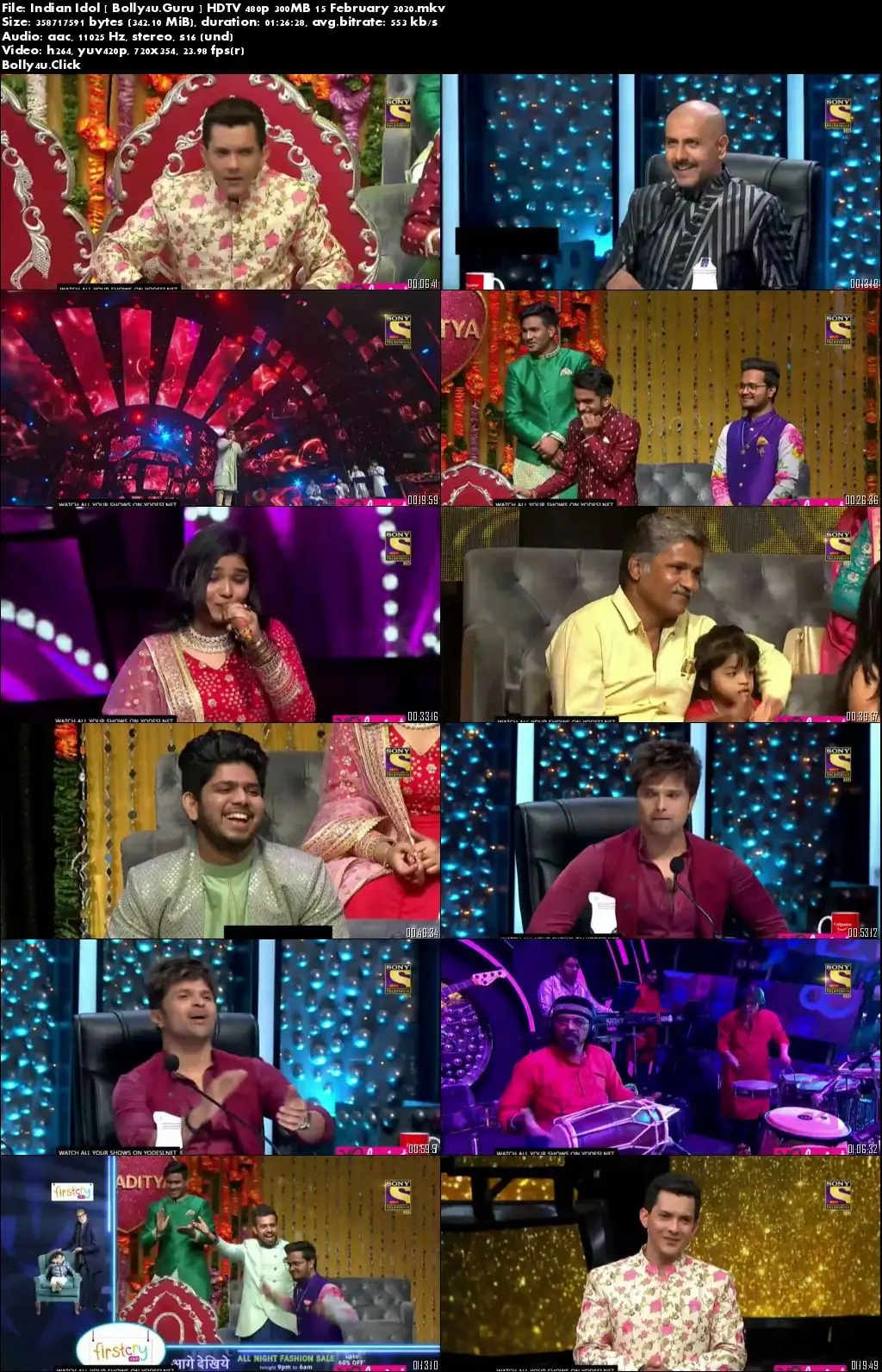 Indian Idol HDTV 480p 300MB 15 February 2020 Download