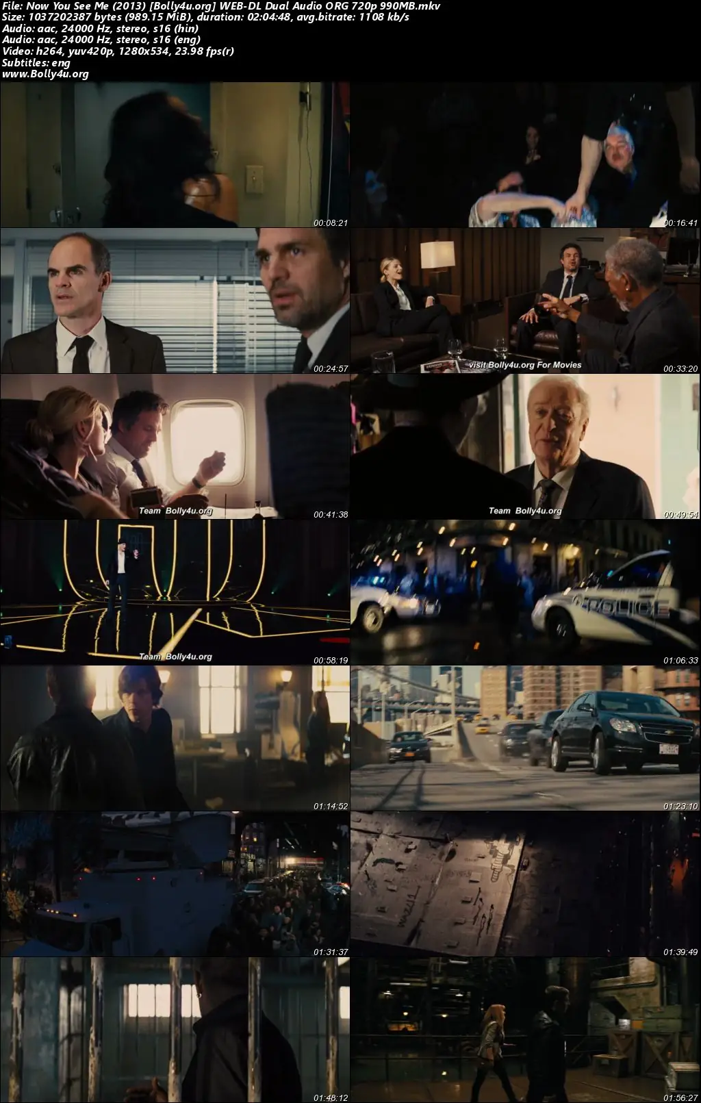 Now You See Me 2013 BluRay EXTENDED Hindi Dual Audio ORG Full Movie Download 1080p  720p  480p