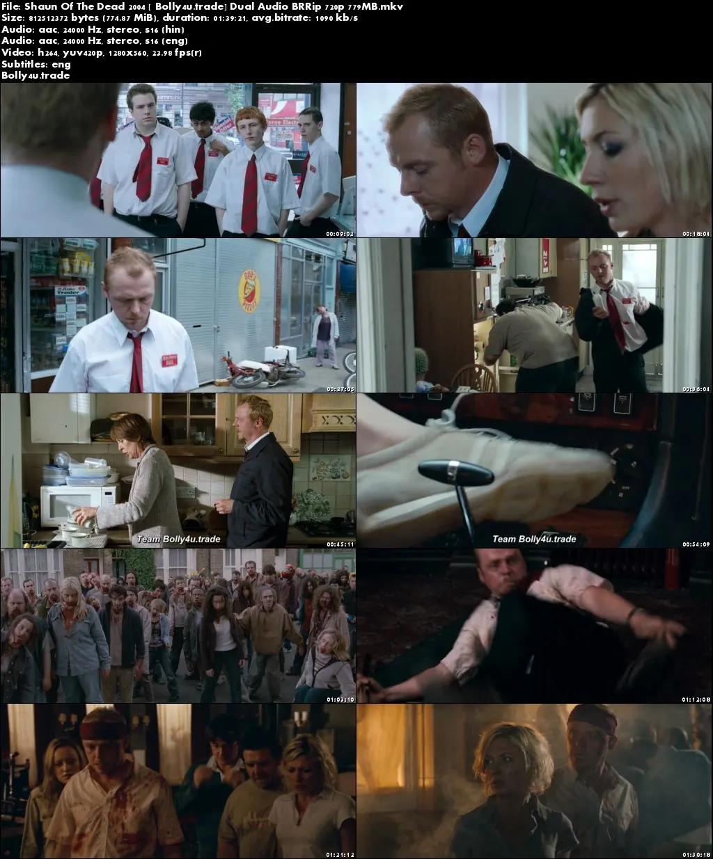 Shaun Of The Dead 2004 BRRip 750MB Hindi Dual Audio 720p Download