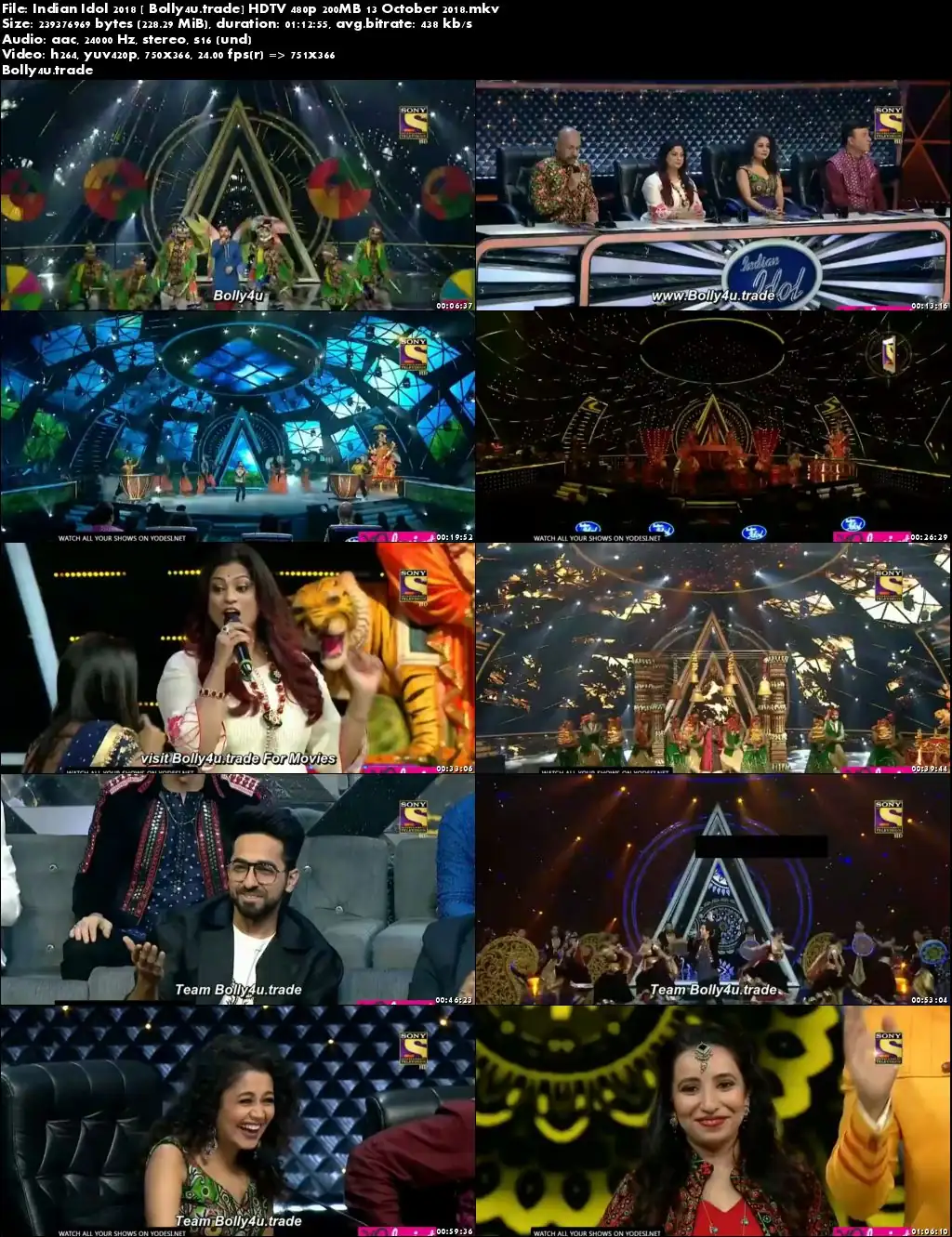 Indian Idol 2018 HDTV 480p 200MB 13 October 2018 Download
