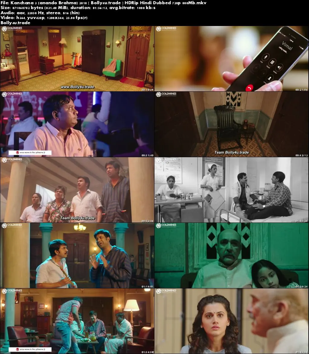 Kanchana 3 2018 HDRip 800MB Full Hindi Dubbed Movie Download 720p