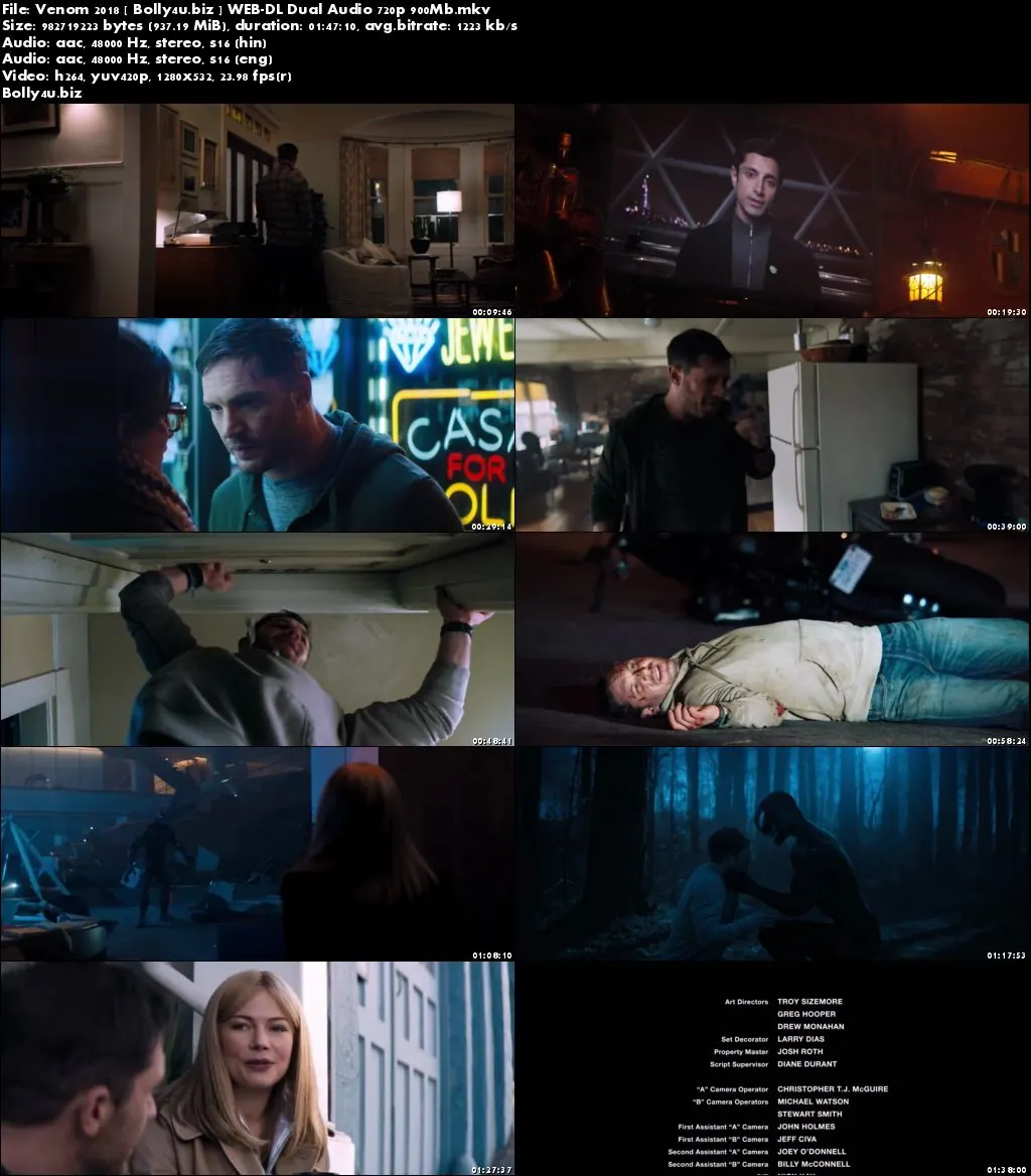 Venom 2018 WEB-DL 900MB Hindi Dual Audio 720p ESub Download