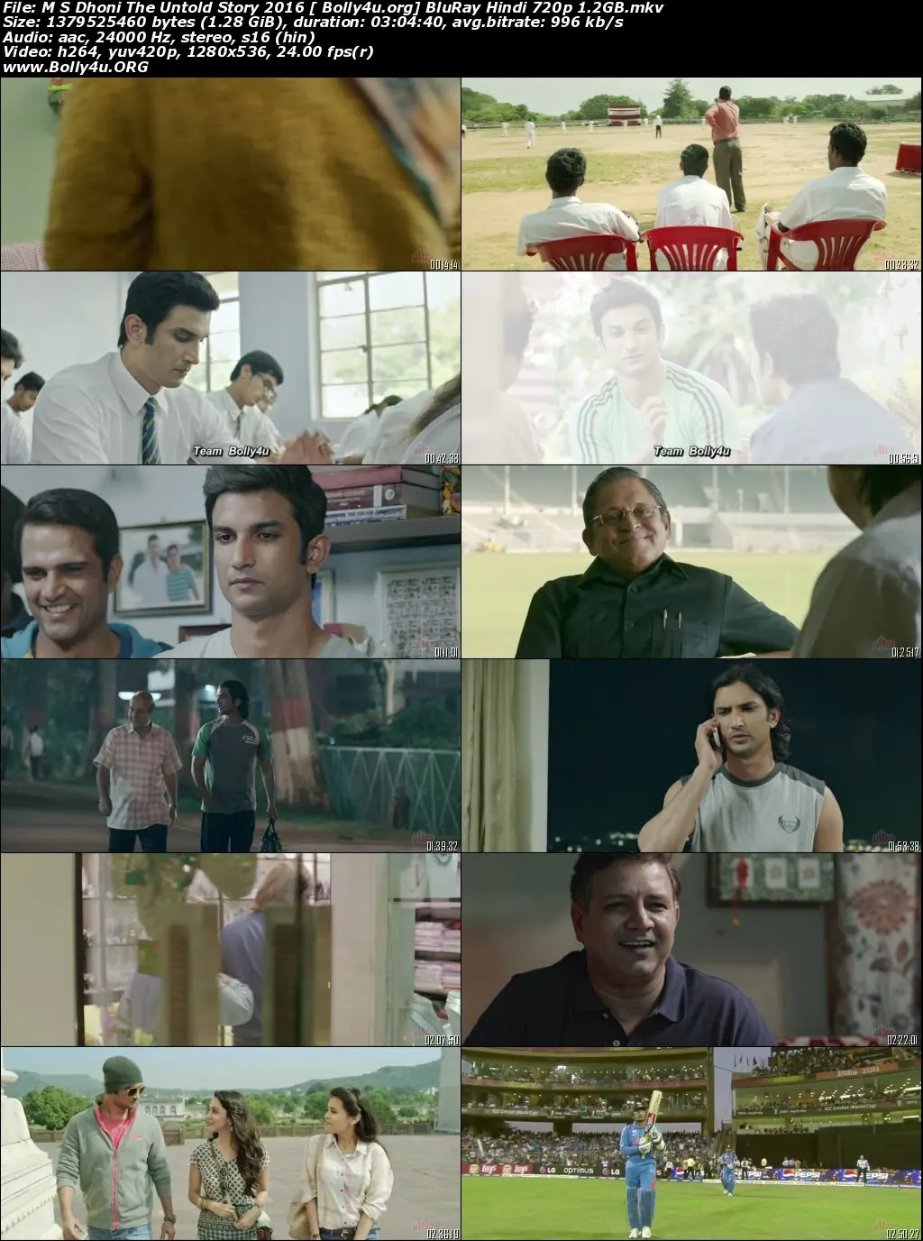M S Dhoni The Untold Story 2016 BluRay 500MB Hindi Movie Download 480p