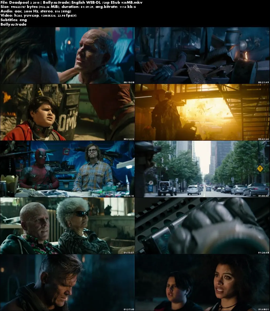 Deadpool 2 2018 WEB-DL 950Mb Full English Movie Download 720p ESub