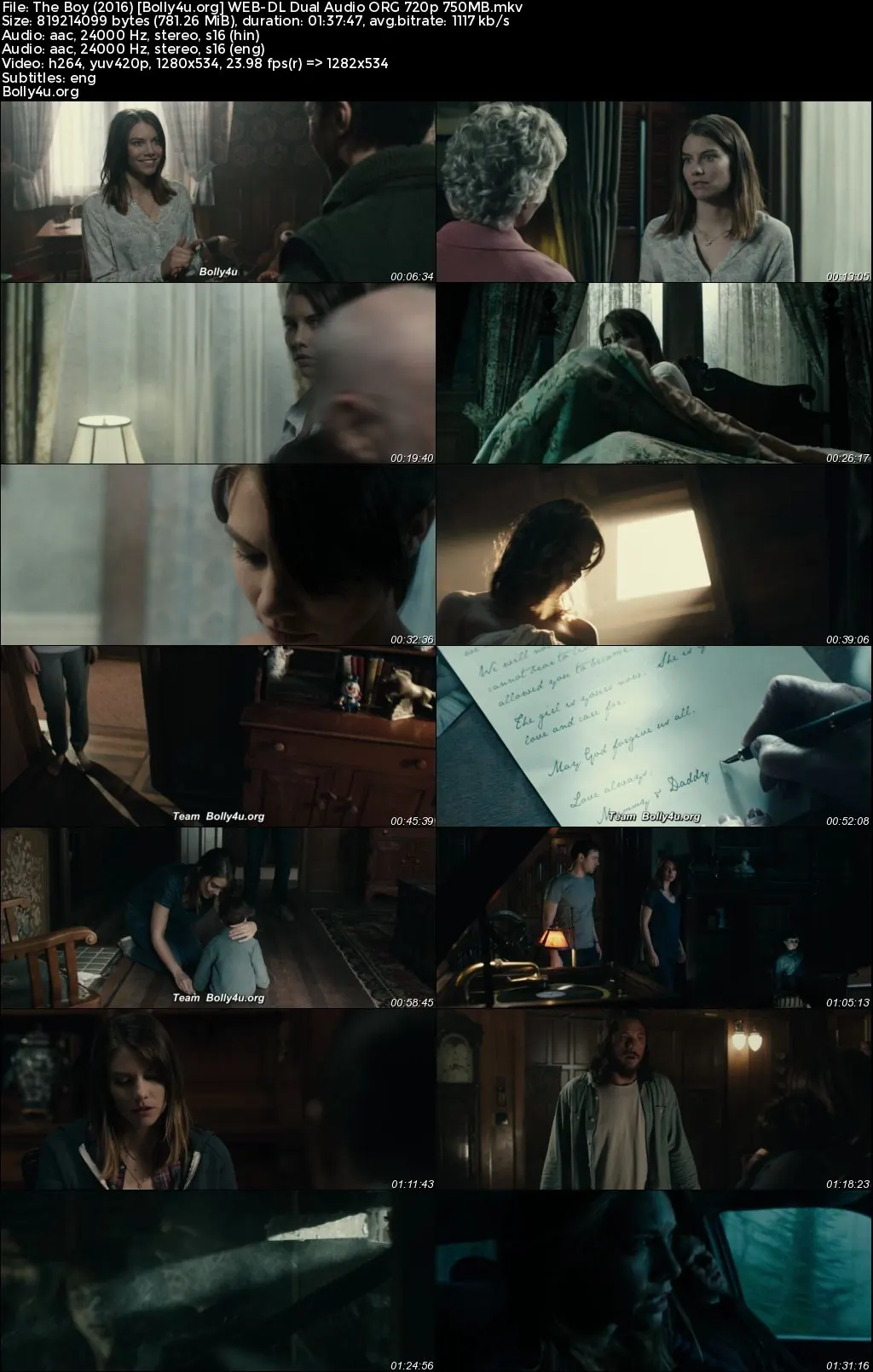 The Boy 2016 BluRay Hindi Dual Audio ORG Full Movie Download 1080p  720p  480p