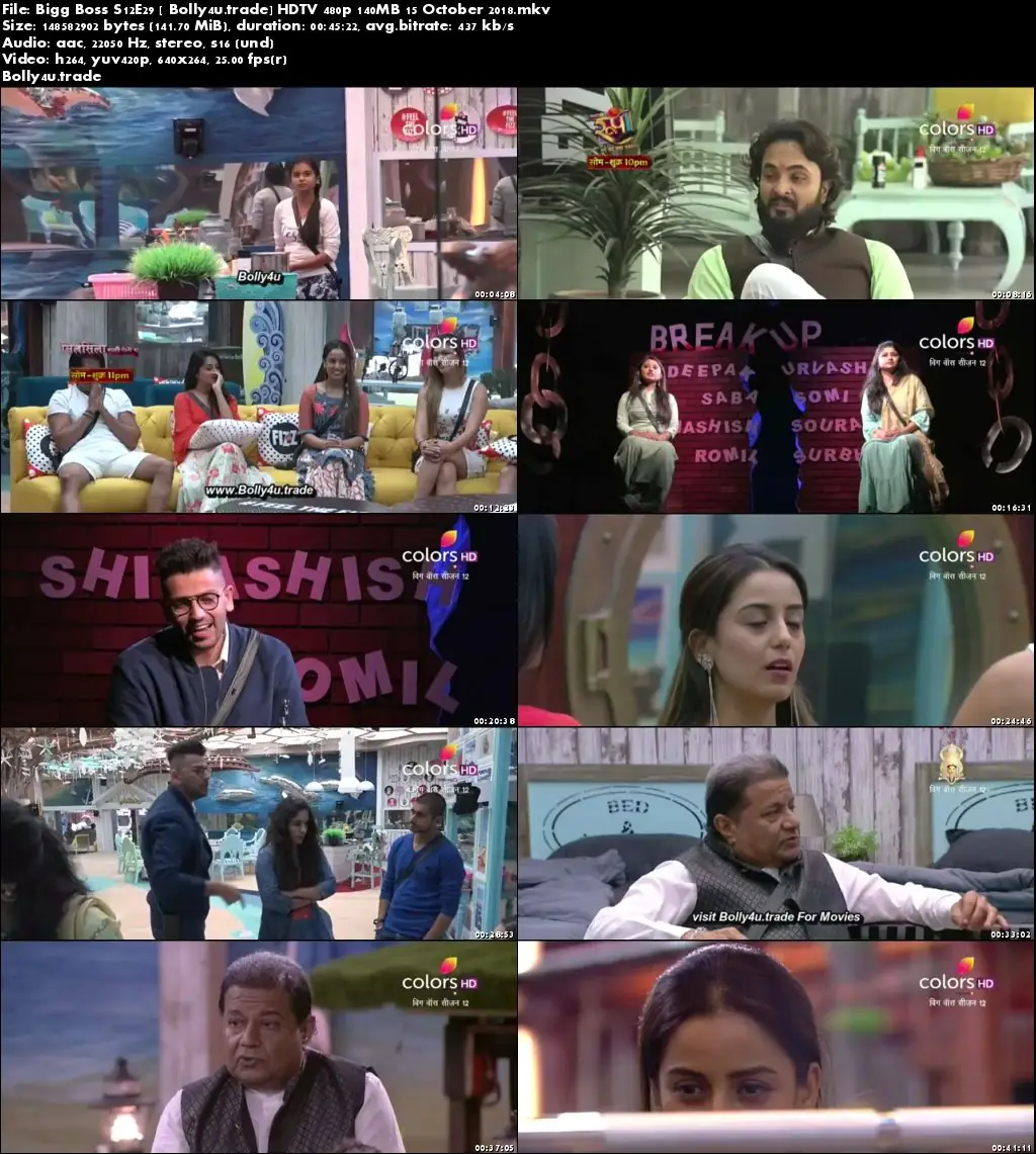Bigg Boss S12E29 HDTV 480p 140MB 15 October 2018 Download Bigg Boss S12E29 HDTV 480p 140MB 15 October 2018 Download