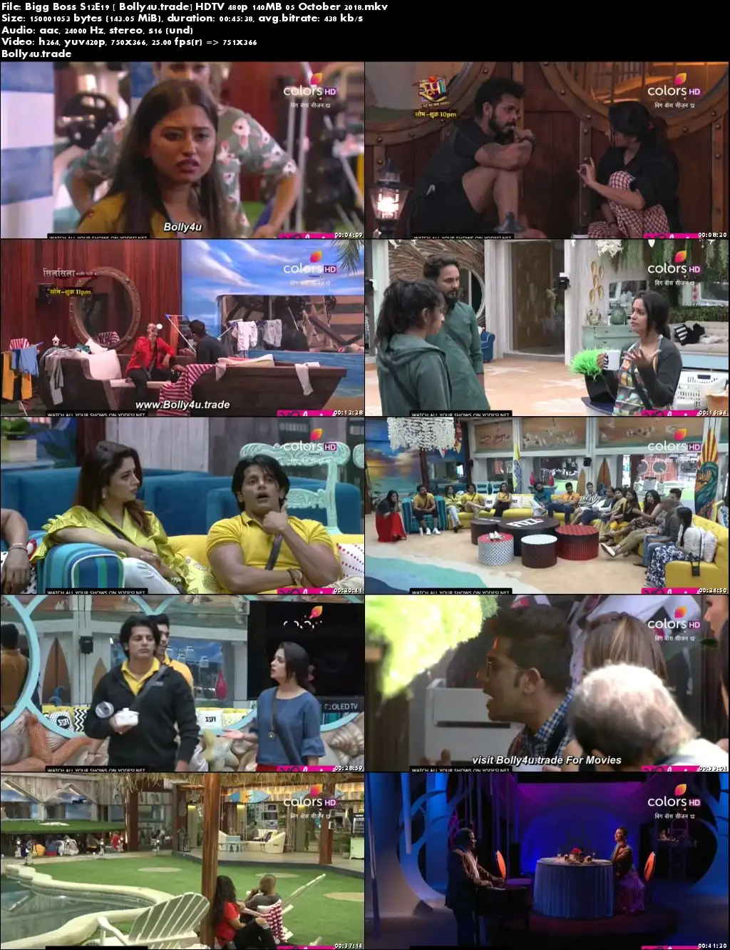 Bigg Boss S12E19 HDTV 480p 140MB 05 October 2018 Download Bigg Boss S12E19 HDTV 480p 140MB 05 October 2018 Download