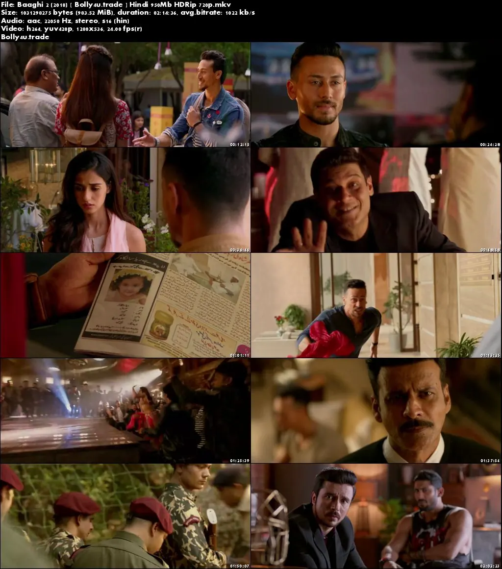 Baaghi 2 2018 HDRip 350Mb Full Hindi Movie Download 480p