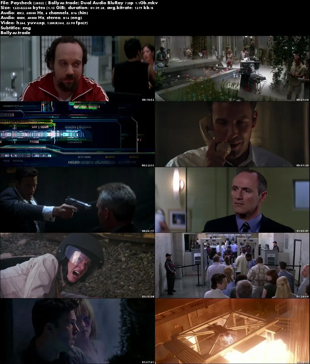 Paycheck 2003 BluRay 400MB Hindi Dual Audioi 480p ESub Download