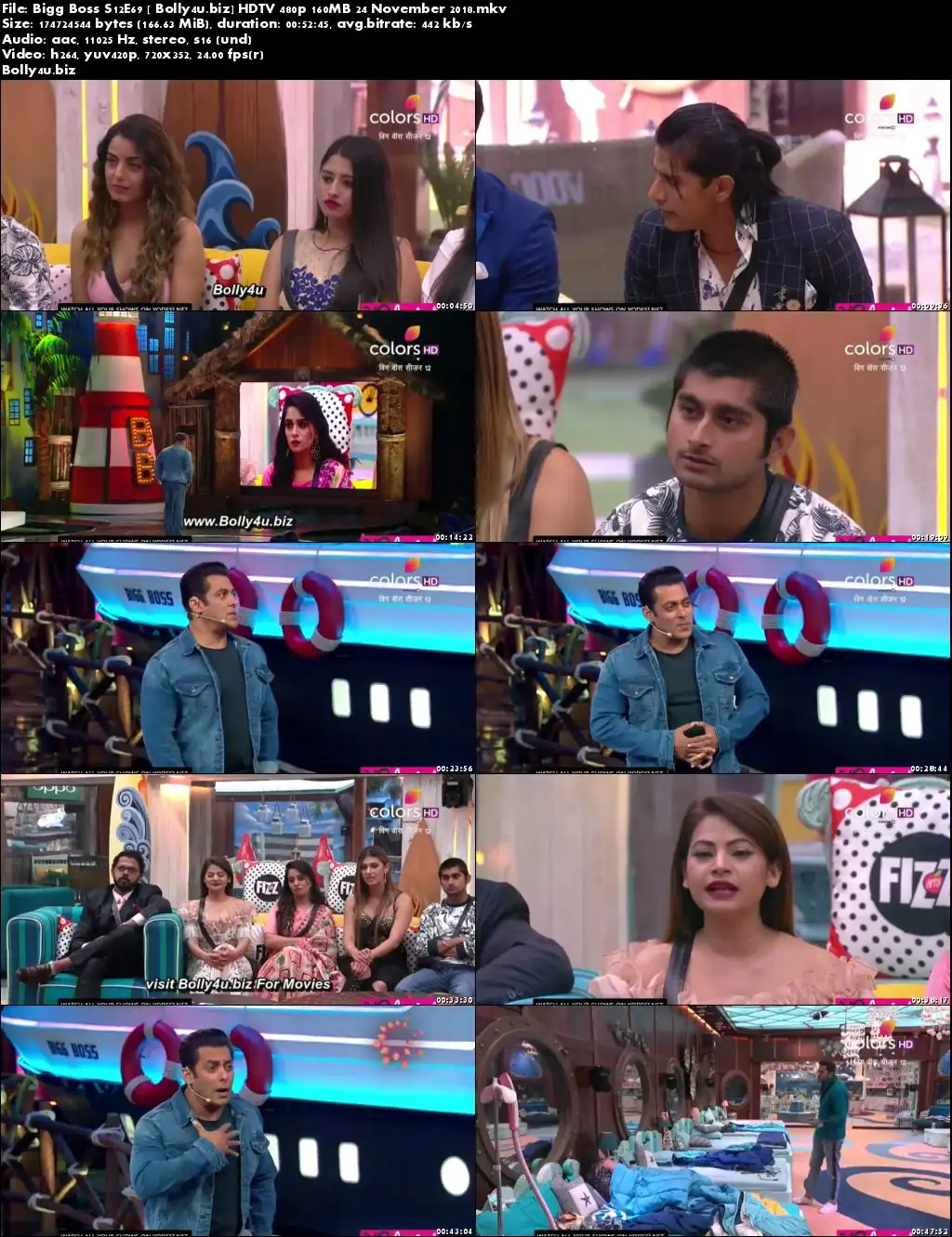 Bigg Boss S12E69 HDTV 480p 160MB 24 November 2018 Download