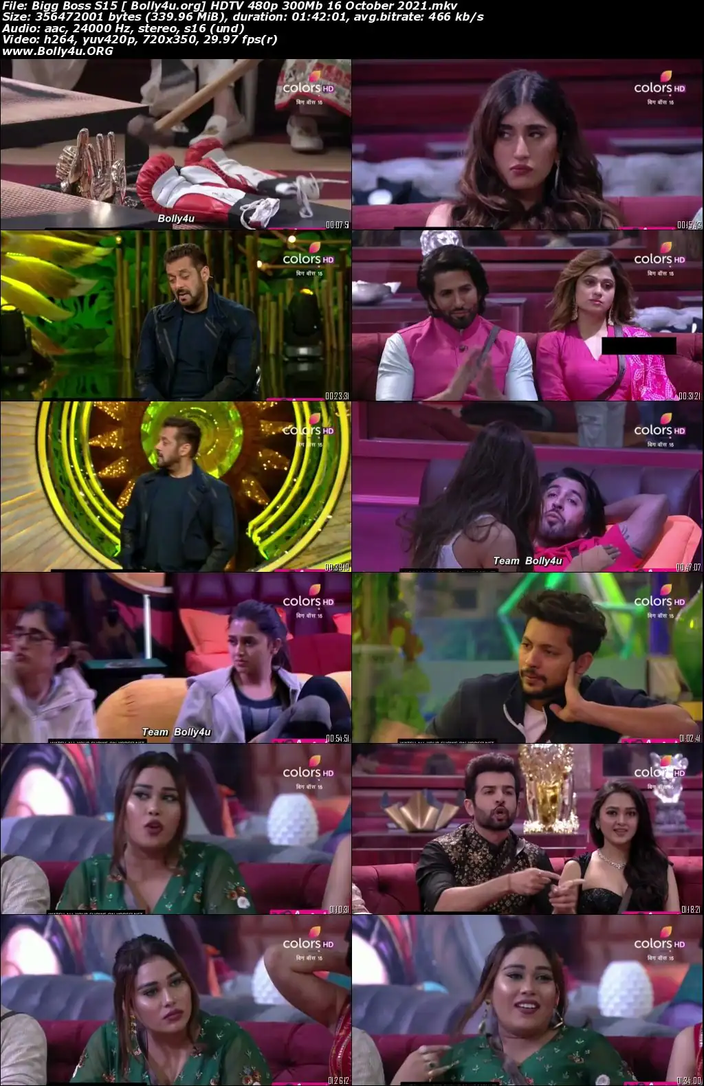 Bigg Boss S15 HDTV 480p 300Mb 16 October 2021 Download