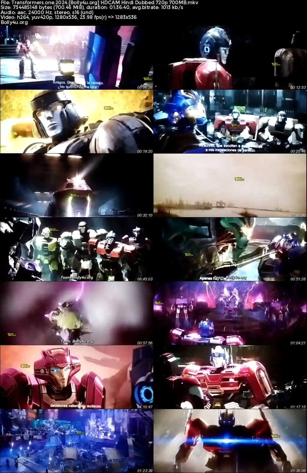 Transformers One 2024 HDCAM Hindi Dubbed Full Movie Download 1080p  720p  480p