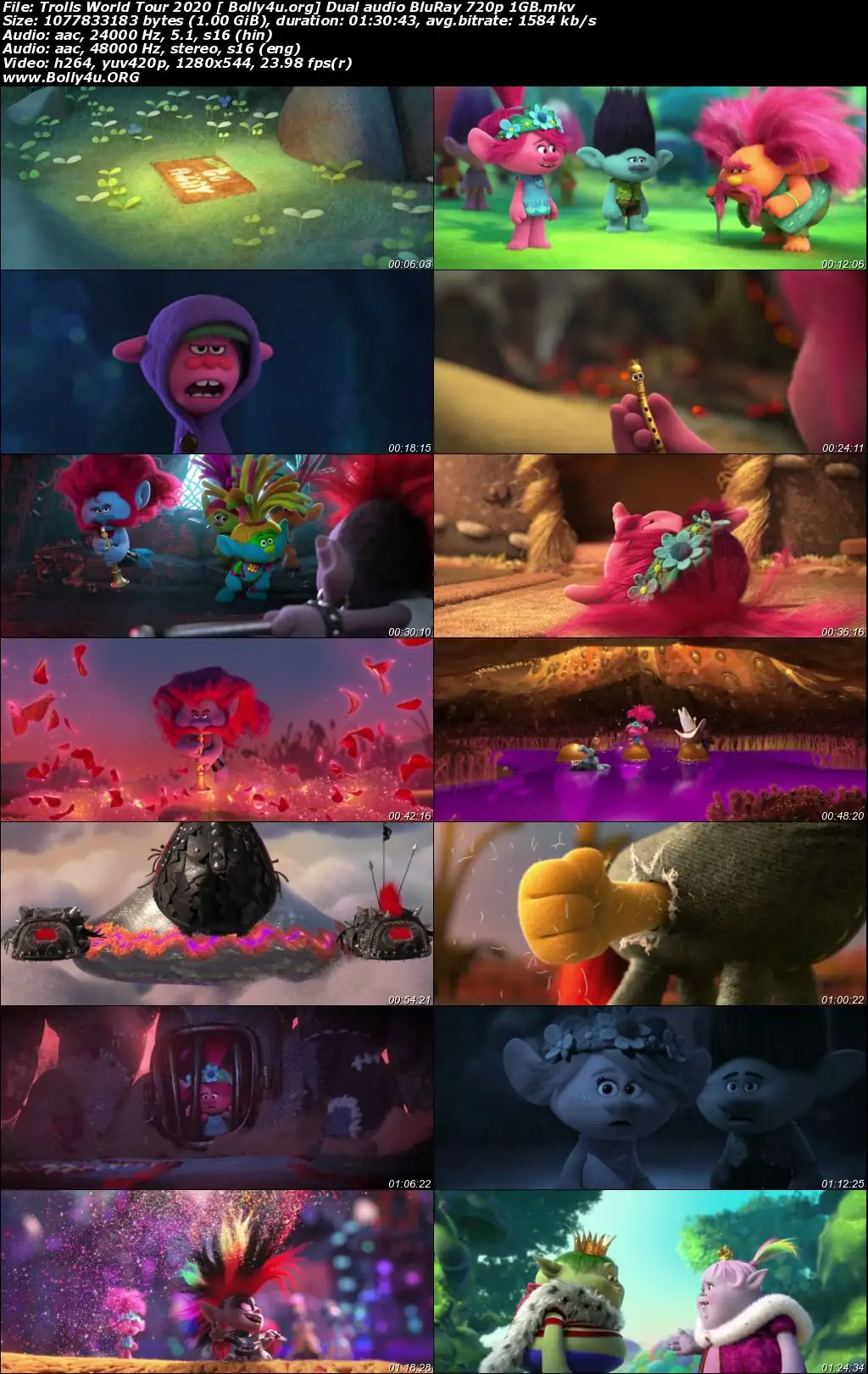 Trolls World Tour 2020 BluRay 1GB Hindi Dual Audio 720p Download