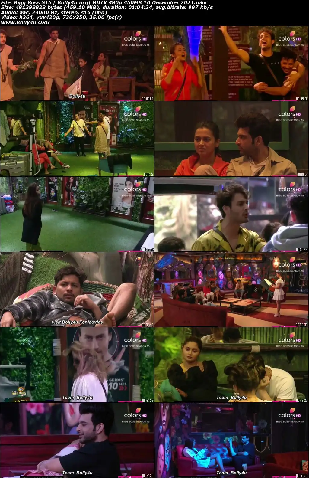 Bigg Boss S15 HDTV 480p 450MB 10 December 2021 Download