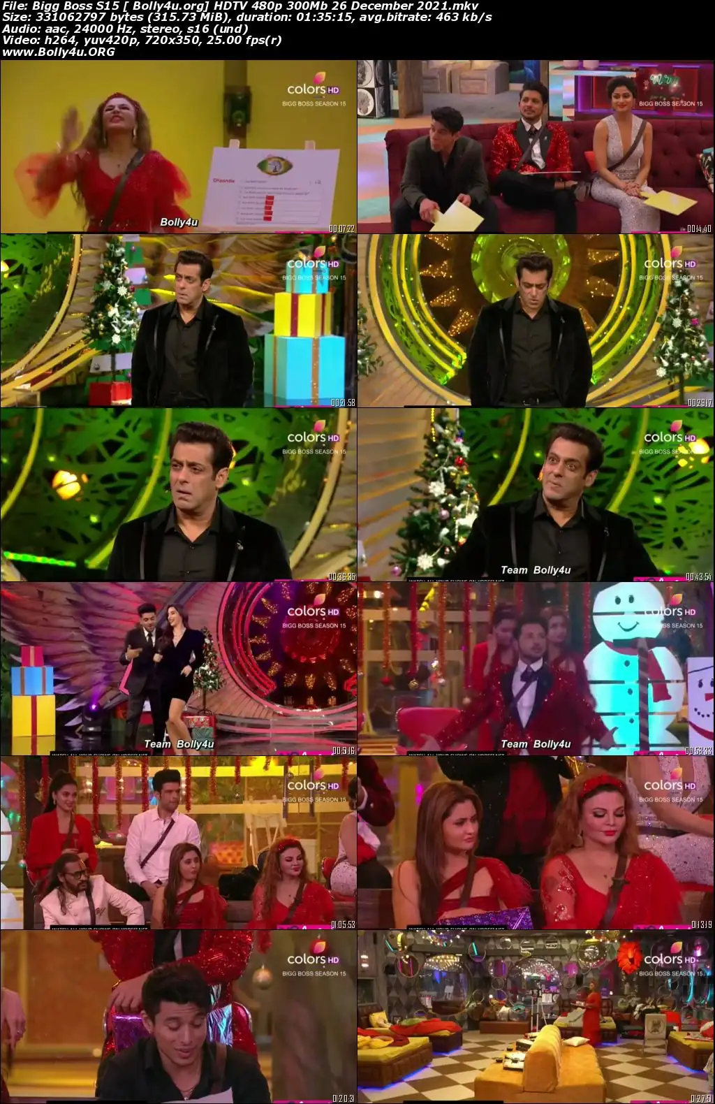 Bigg Boss S15 HDTV 480p 300Mb 26 December 2021 Download