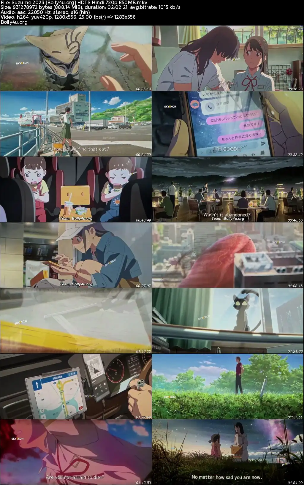 Suzume 2023 HDTS Hindi Cleaned Dubbed Full Movie Download 1080p  720p  480p