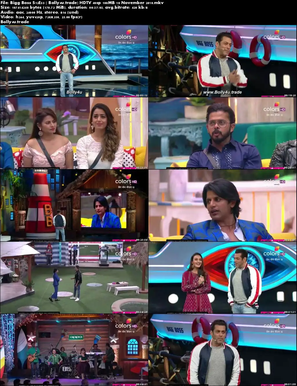 Bigg Boss S12E55 HDTV 480p 180MB 10 November 2018 Download