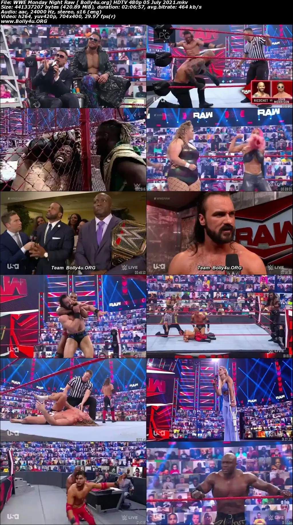 WWE Monday Night Raw HDTV 400Mb 480p 05 July 2021 Download