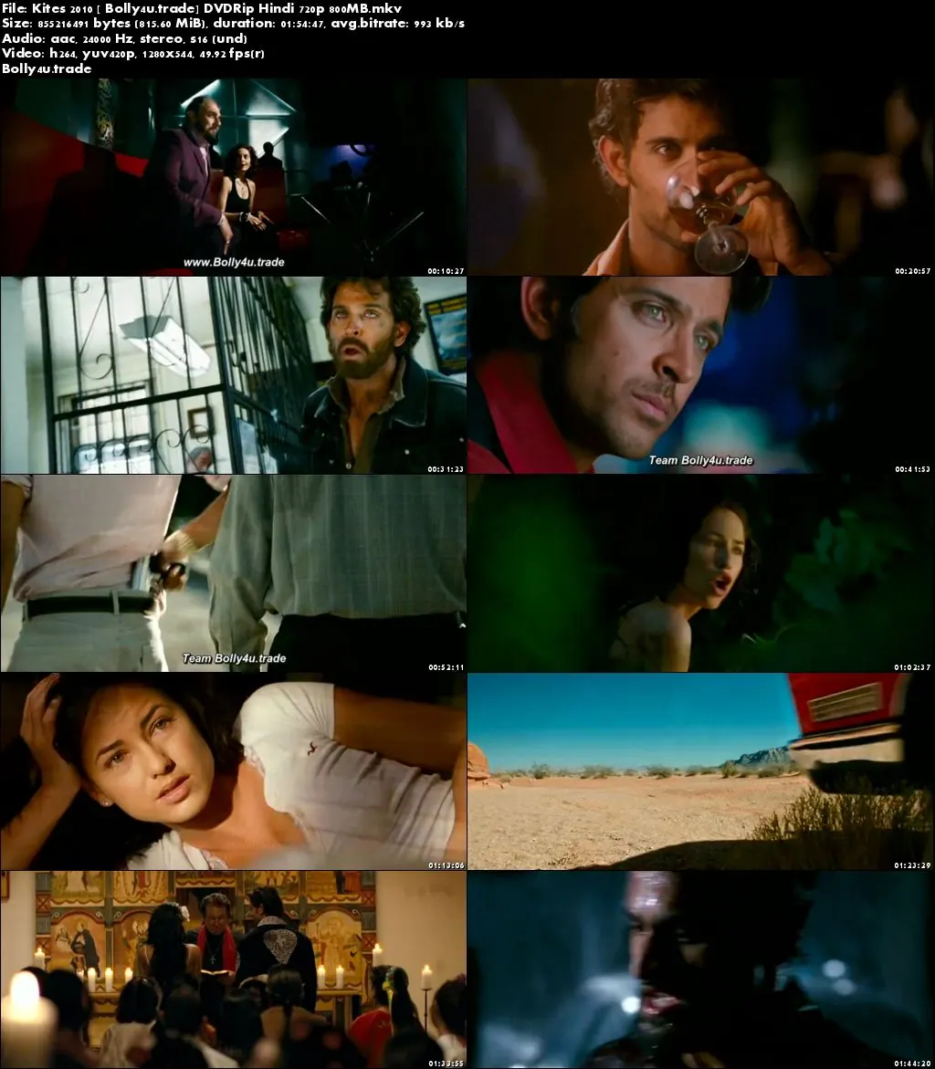 Kites 2010 DVDRip 350Mb Full Hindi Movie Download 480p