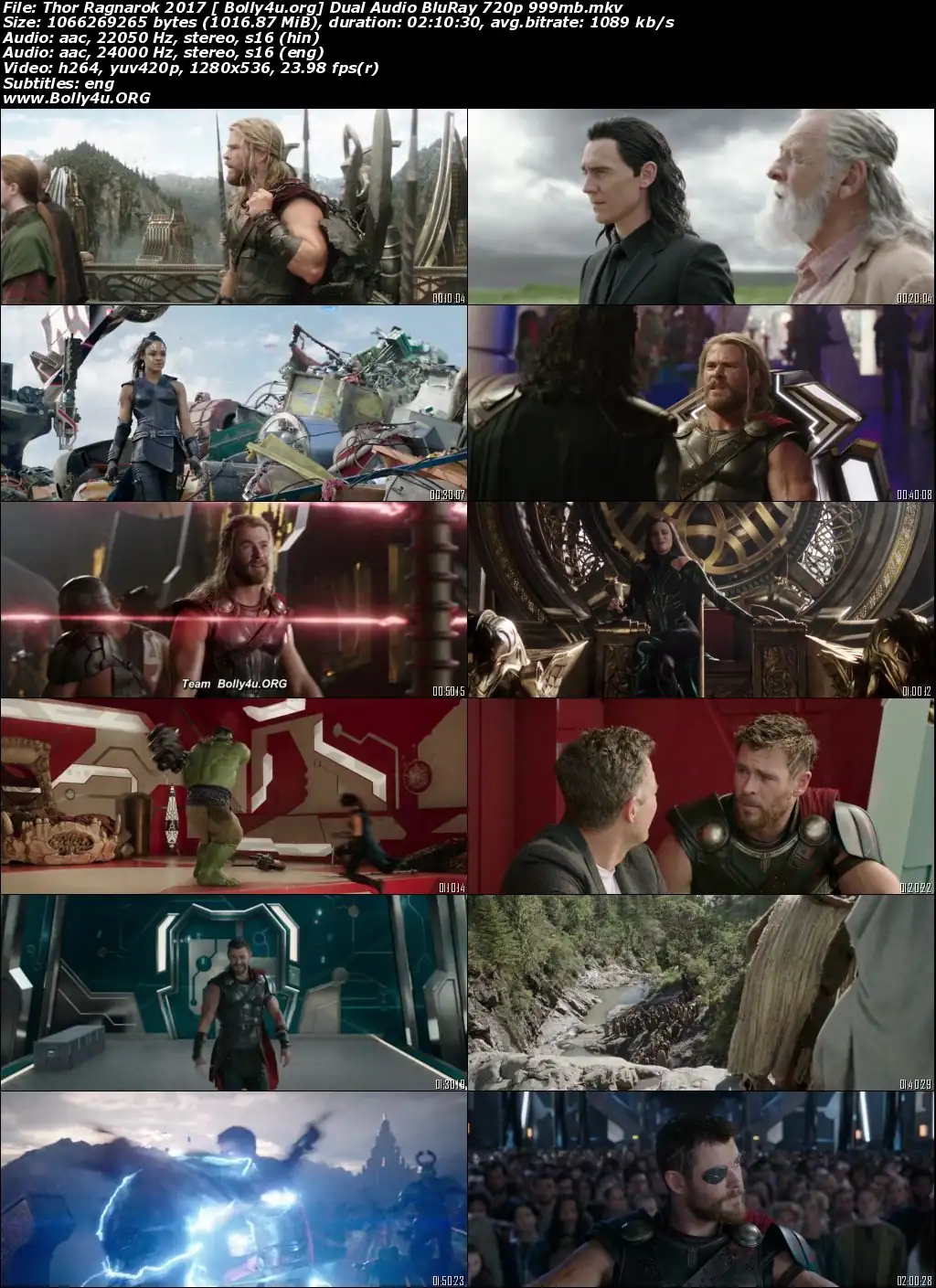 Thor Ragnarok 2017 BRRip 999MB Hindi Dual Audio ORG 720p ESub Download