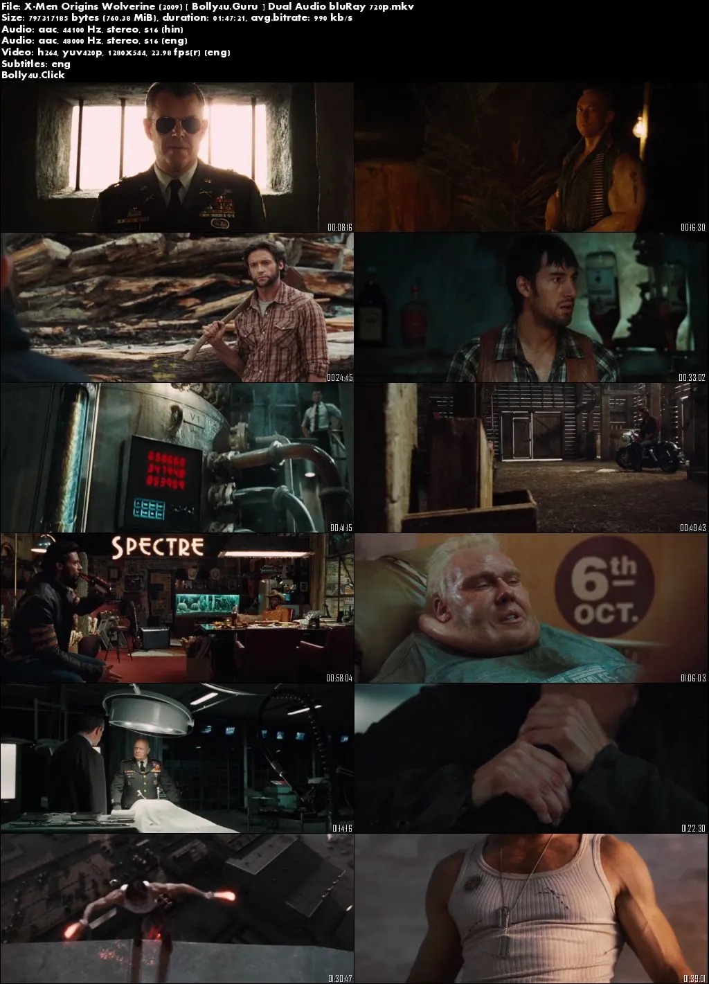 X-Men Origins Wolverine 2009 BluRay 300Mb Hindi Dual Audio 480p Download