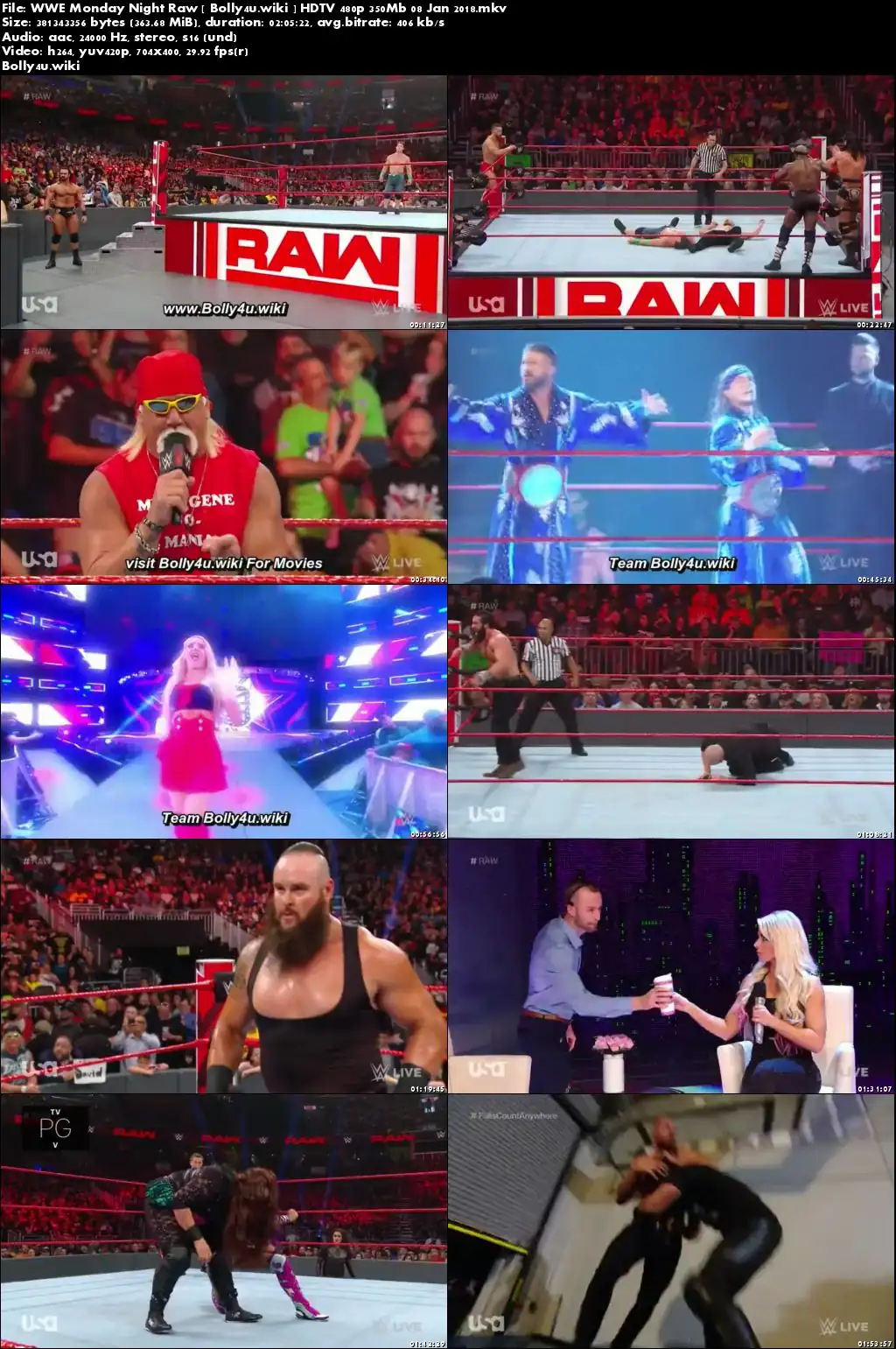 WWE Monday Night Raw HDTV 480p 350Mb 07 Jan 2018 Download
