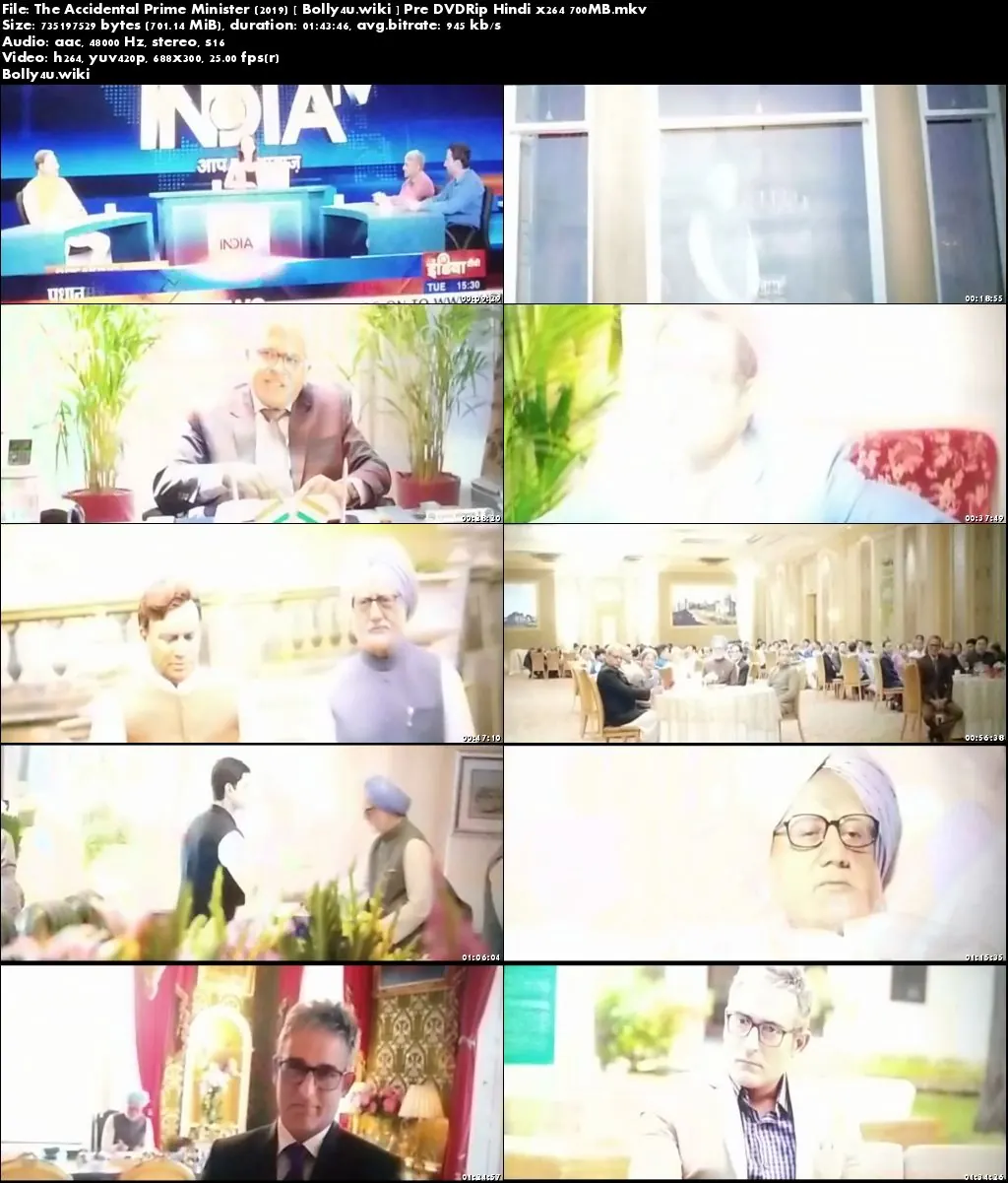 The Accidental Prime Minister 2019 Pre DVDRip 700MB Hindi x264
