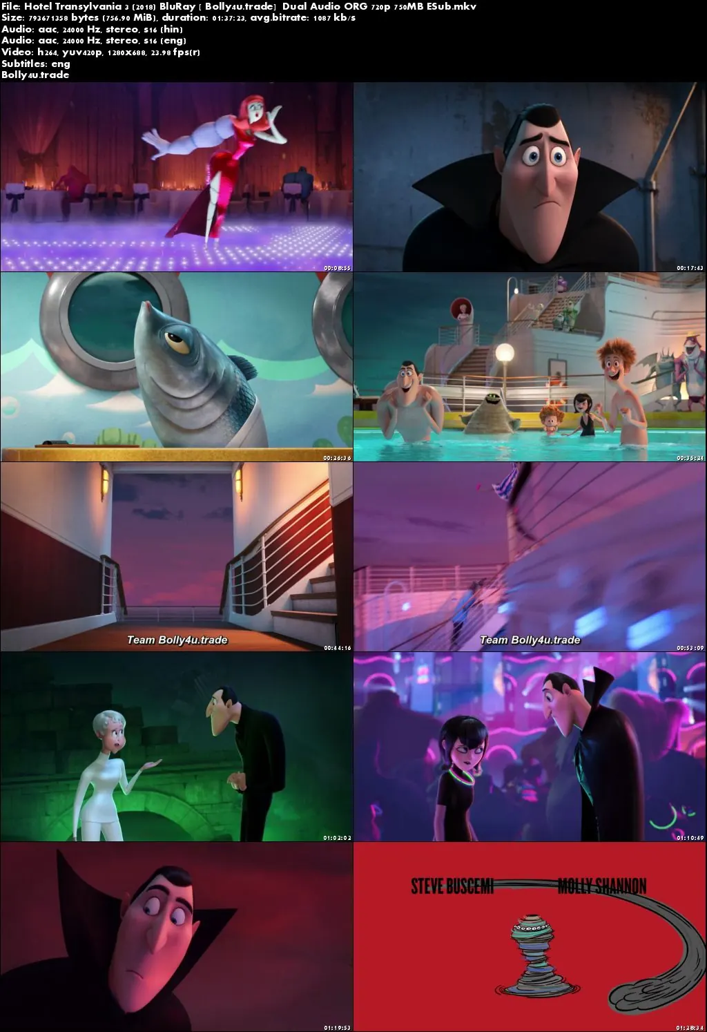 Hotel Transylvania 3 2018 BluRay 750MB Hindi Dual Audio ORG 720p ESub Download