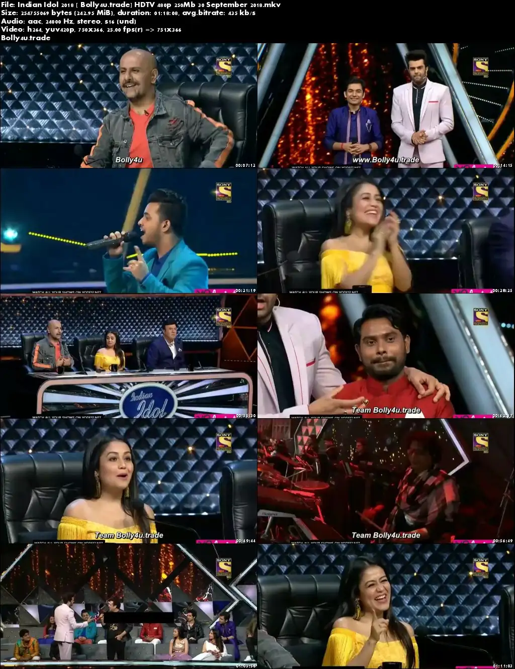 Indian Idol 2018 HDTV 480p 250Mb 30 September 2018 Download Indian Idol 2018 HDTV 480p 250Mb 30 September 2018 Download
