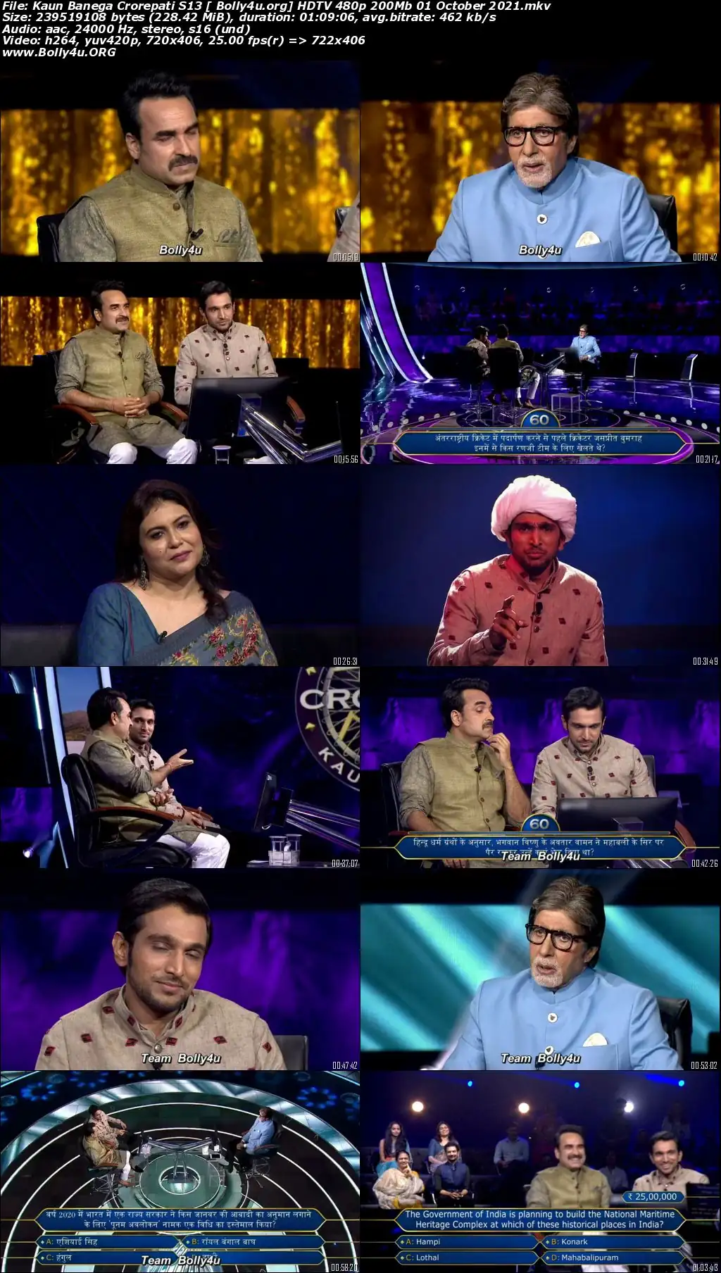 Kaun Banega Crorepati S13 HDTV 480p 200Mb 01 October 2021 Download