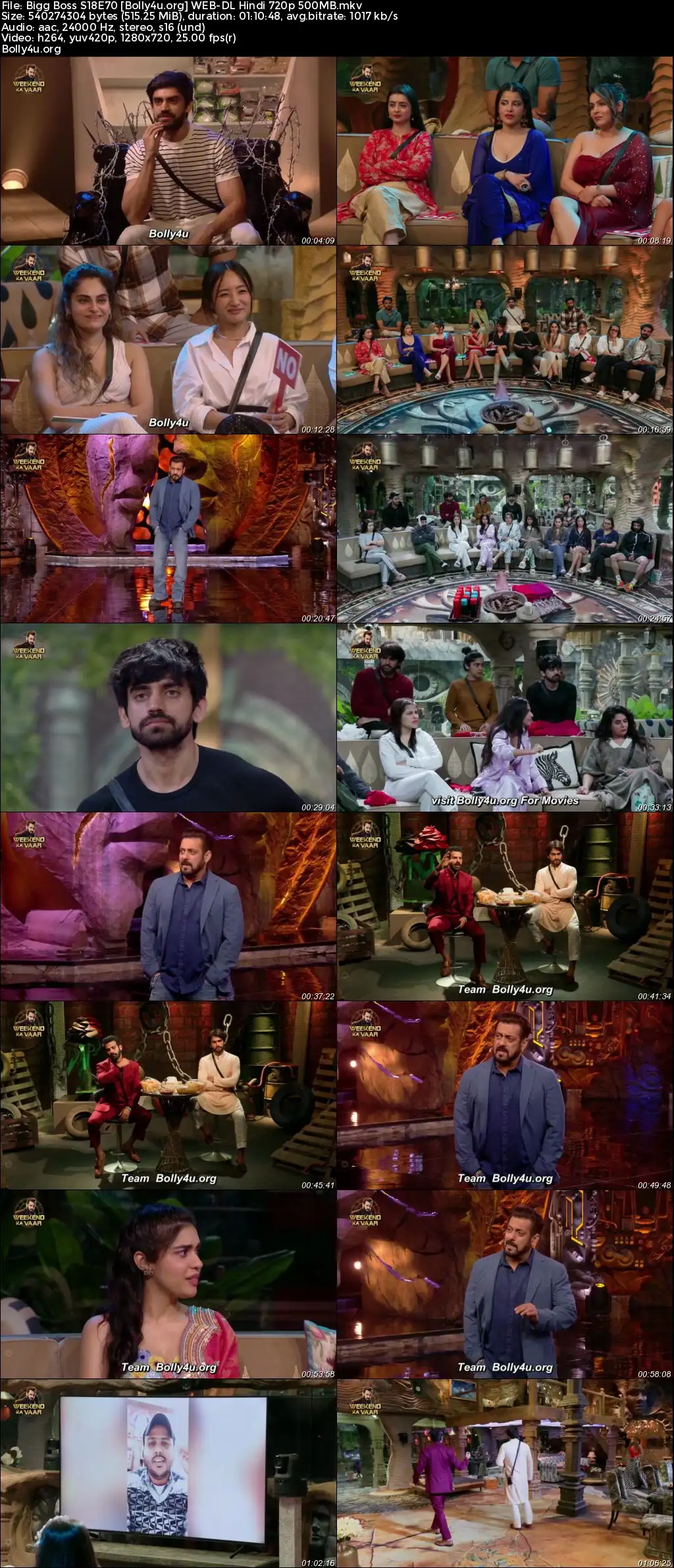 Bigg Boss 2024 WEB-DL Hindi S18E70 Download 720p  480p