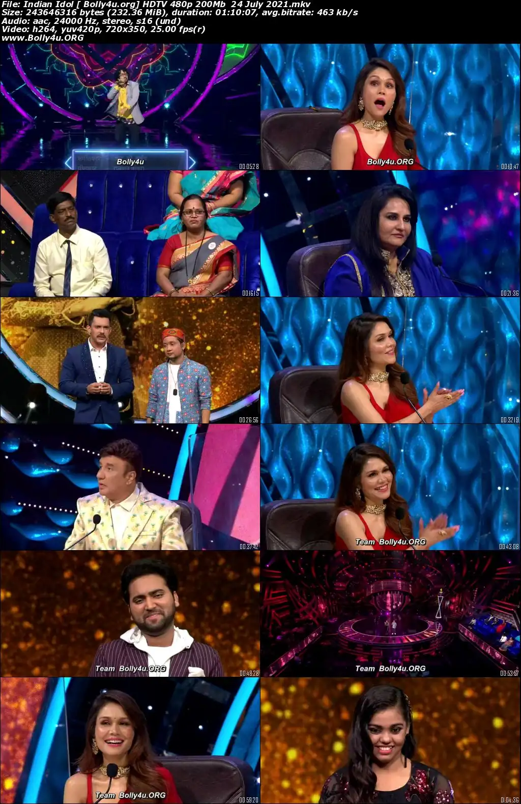 Indian Idol HDTV 480p 200Mb 24 July 2021 Download
