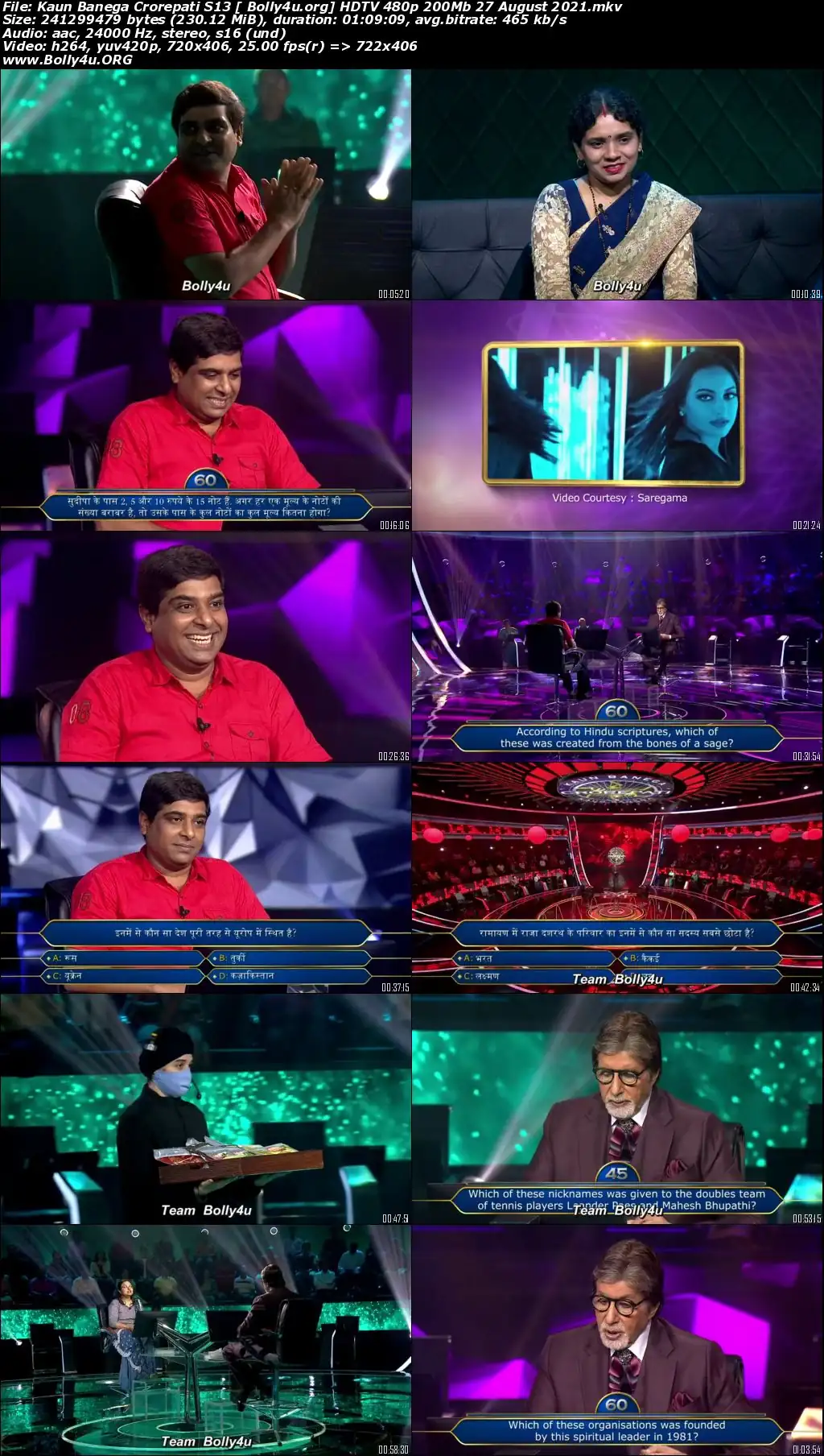 Kaun Banega Crorepati S13 HDTV 480p 200Mb 27 August 2021 Download